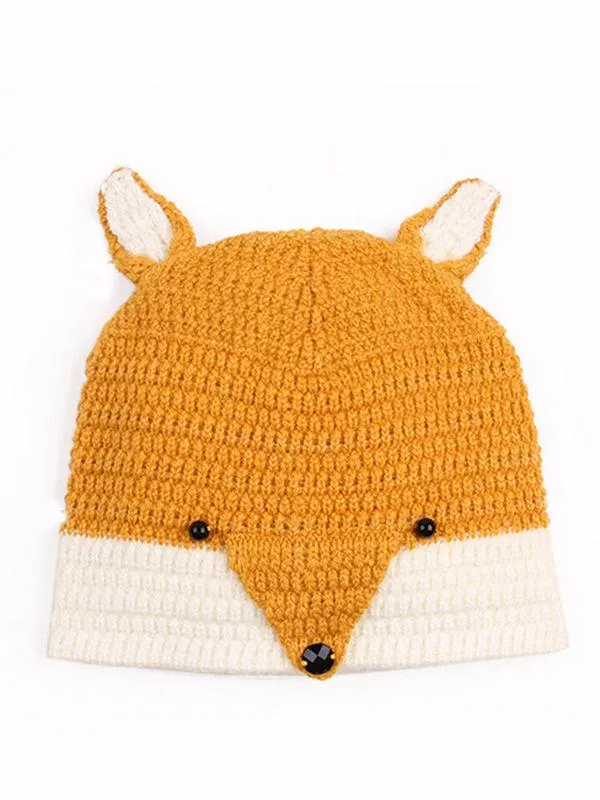 2-piece Cute Fox Pattern Knitted Baby Set Hat   Shorts