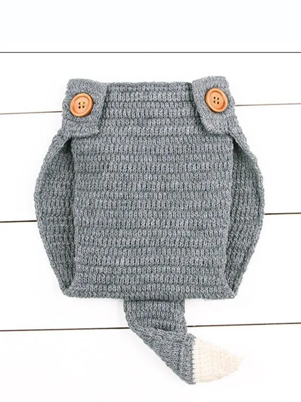 2-piece Cute Fox Pattern Knitted Baby Set Hat   Shorts