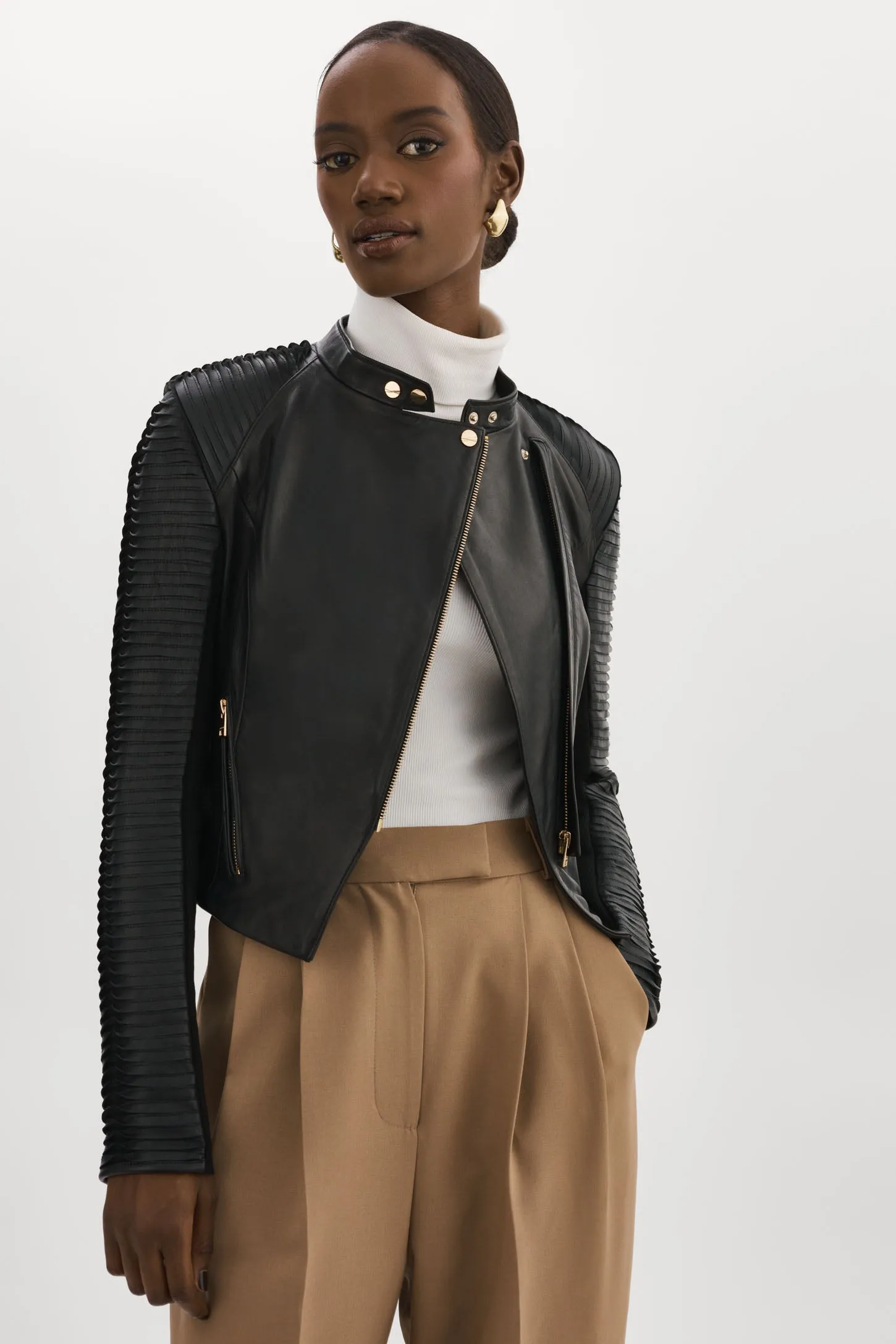 AZRA GOLD | Leather Biker Jacket