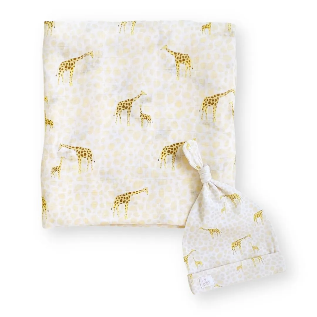 Bamboo Muslin Swaddle Blanket & Topknot Set - Eye See You