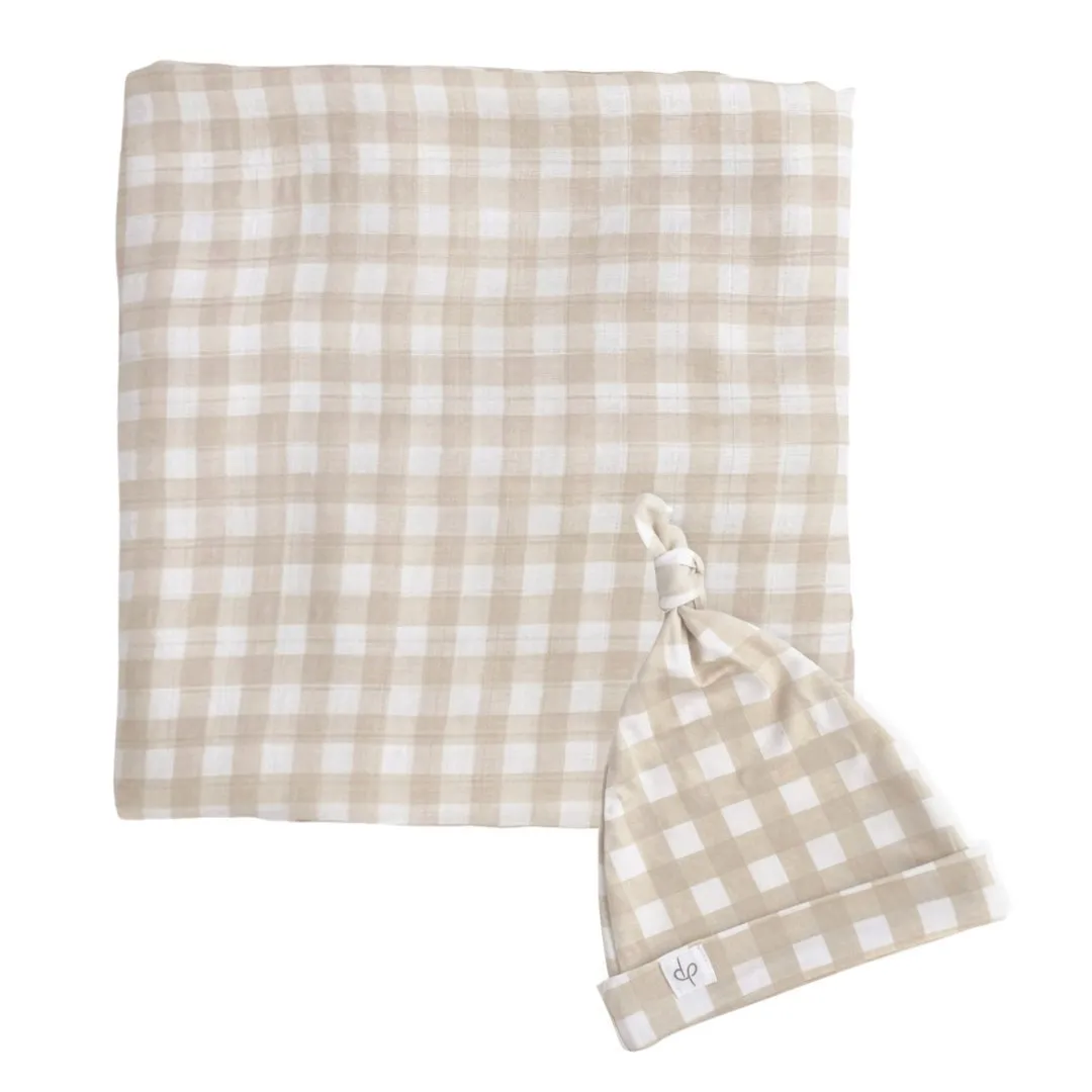 Bamboo Muslin Swaddle Blanket & Topknot Set - Eye See You