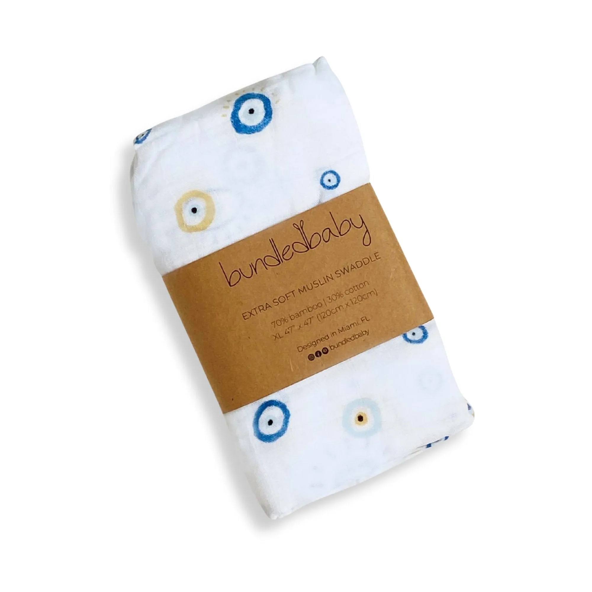 Bamboo Muslin Swaddle Blanket & Topknot Set - Eye See You