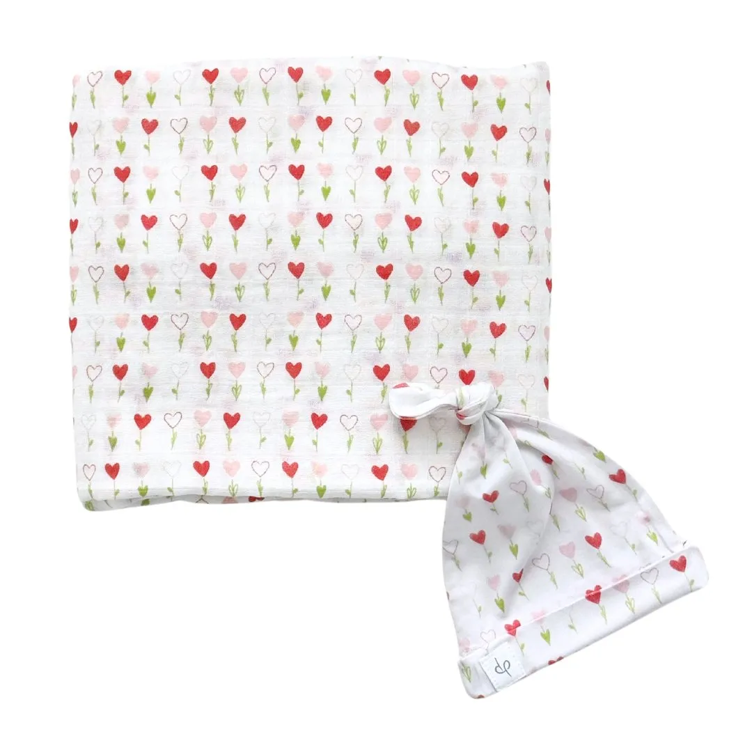 Bamboo Muslin Swaddle Blanket & Topknot Set - Eye See You