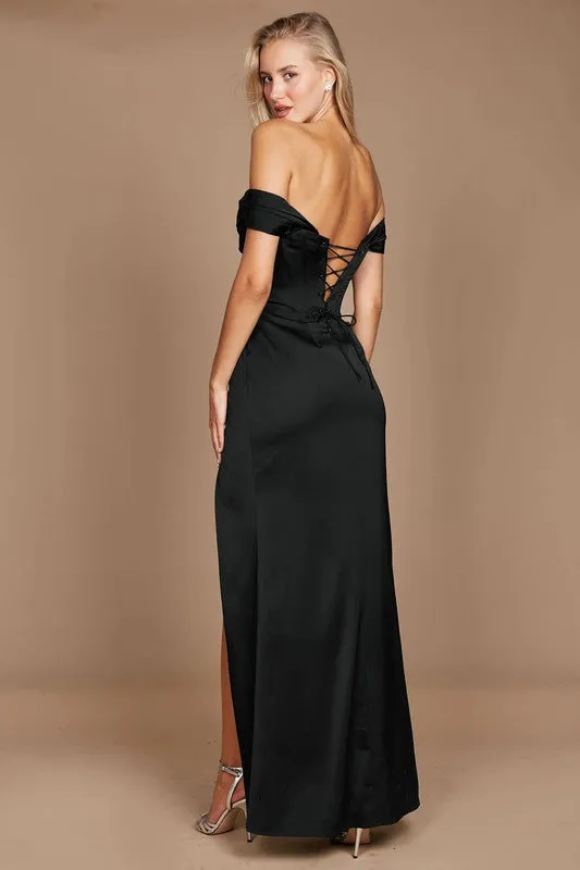 Black  Dylan & Davids Corset Satin Formal Evening Dress