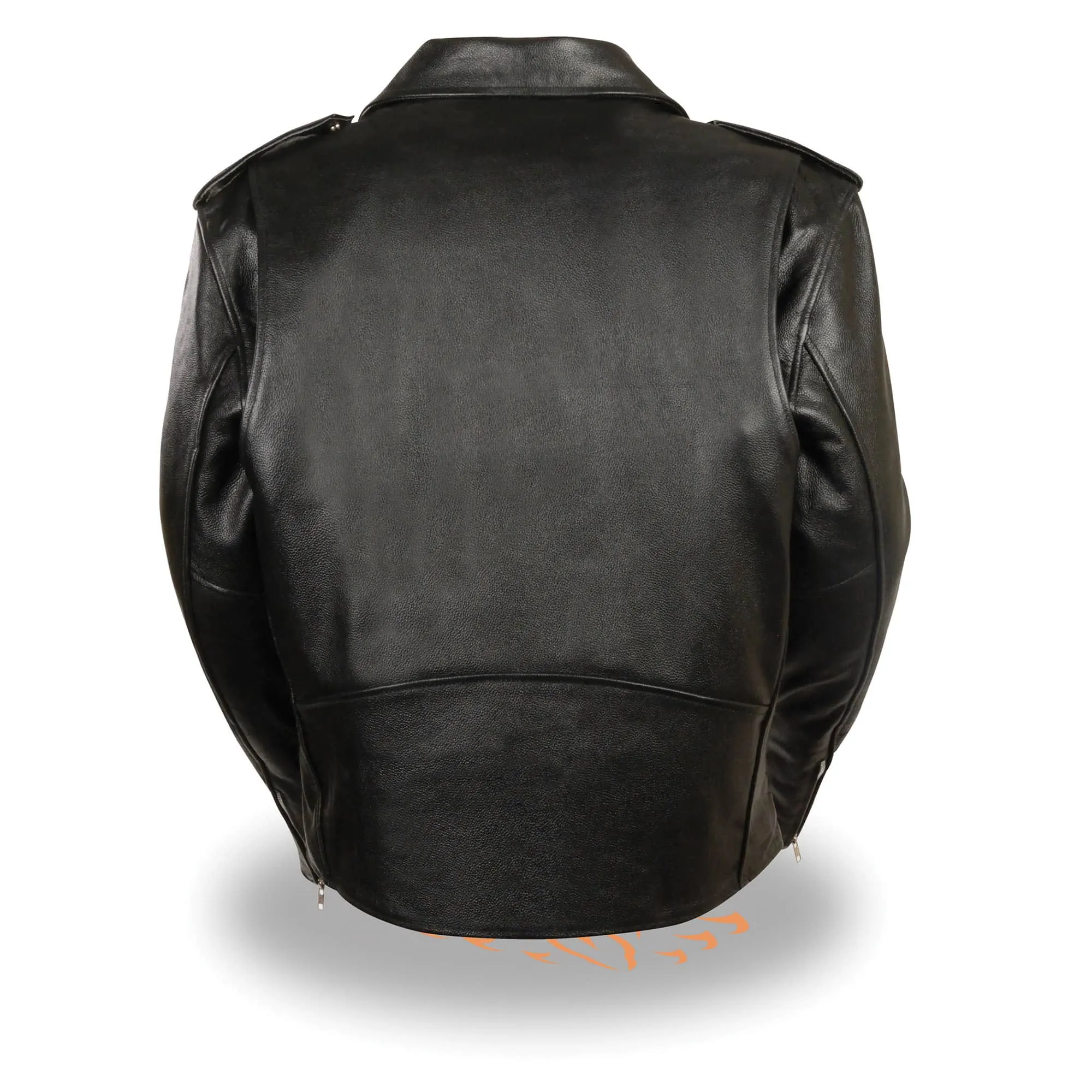 Black Leather Police Style Classic Motorcycle Jacket