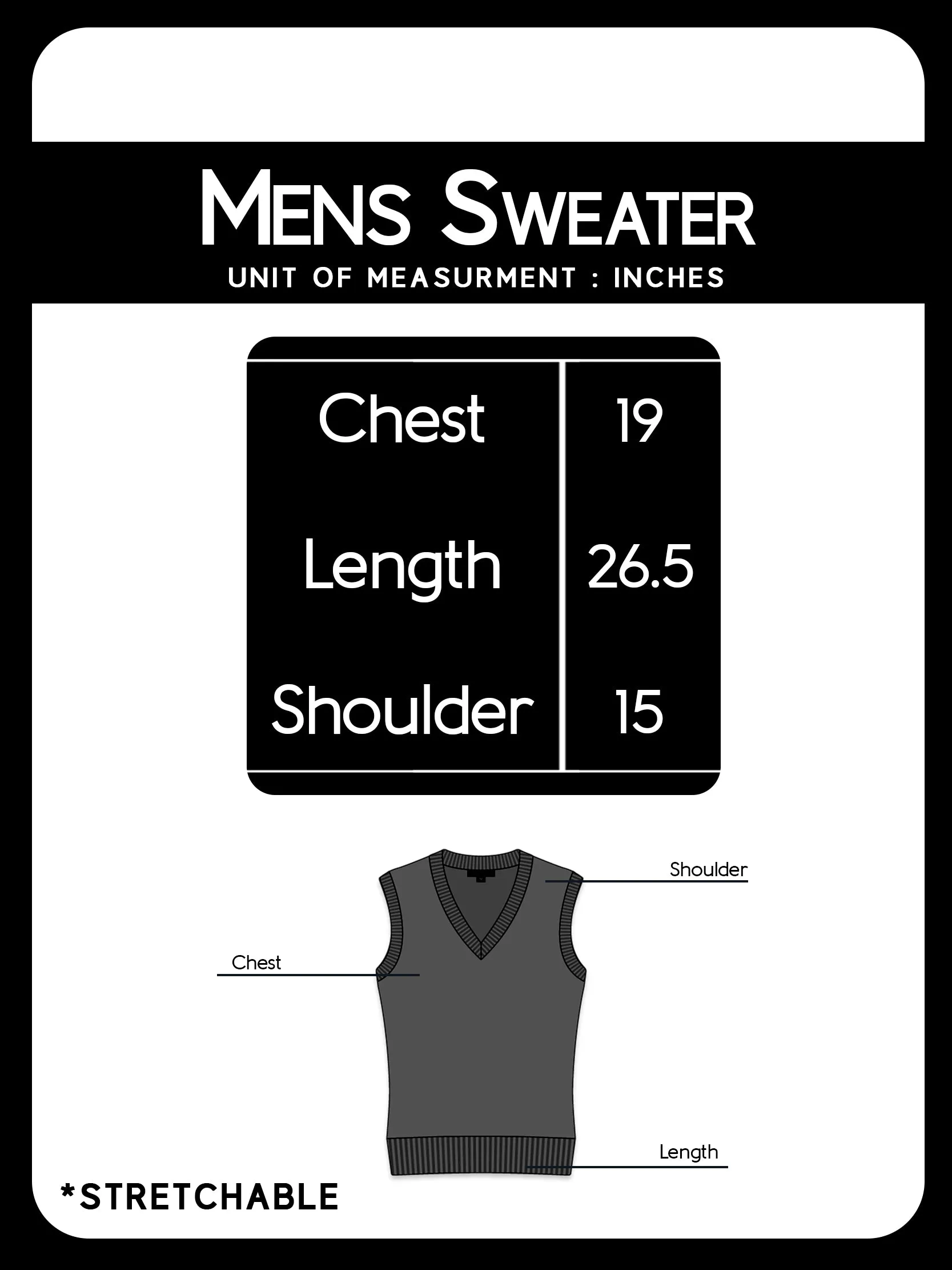 Black Sleeveless Sweater for Men MSW23