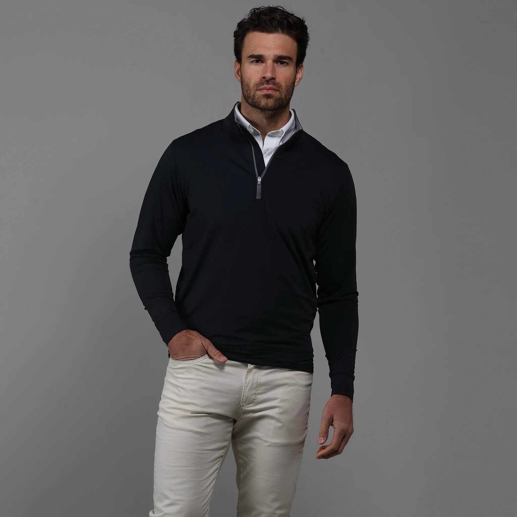 Black Tour Performance Men's Golf Quarter Zip Pullover