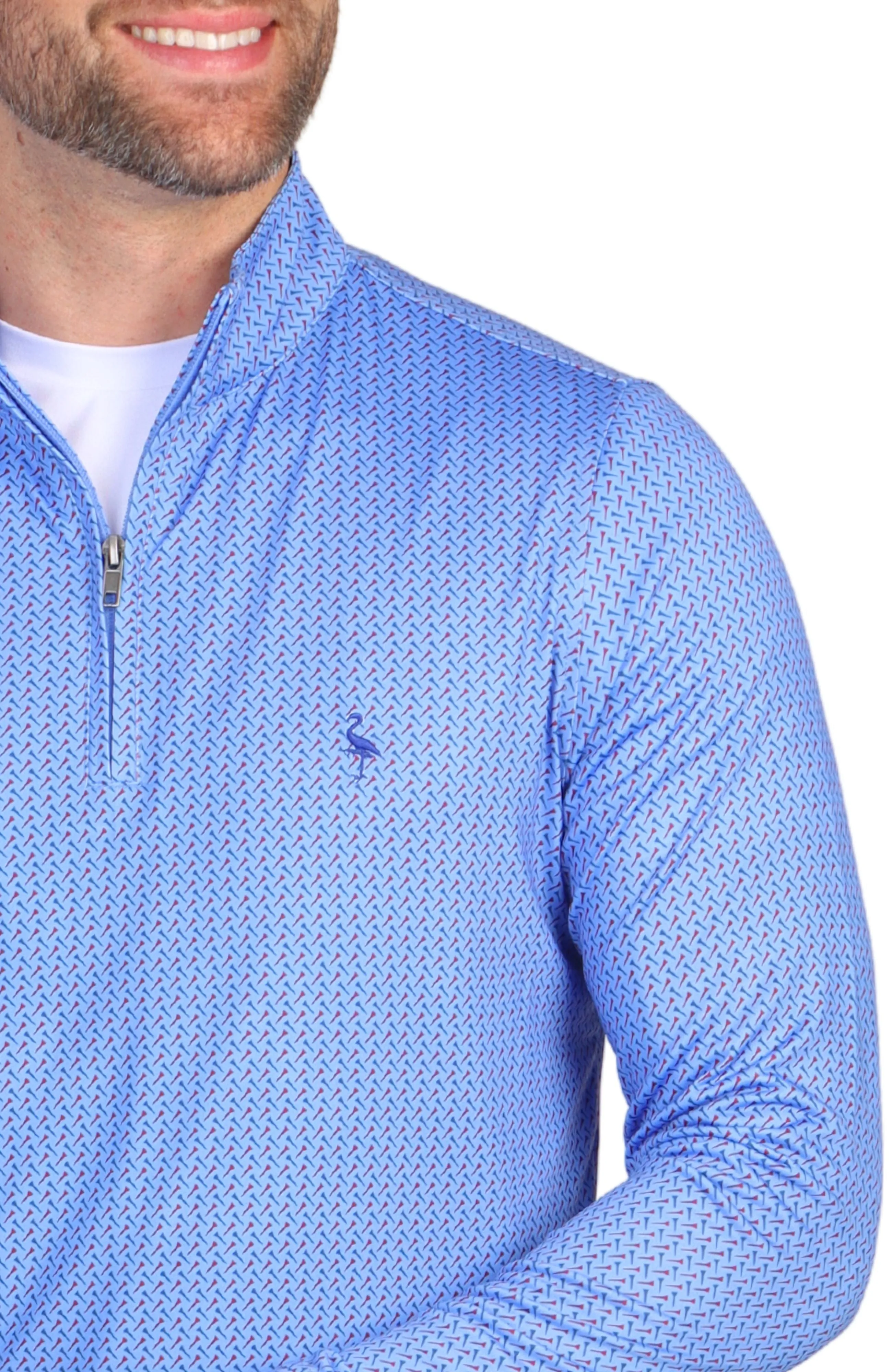 Blue Golf Tee Print Performance Quarter-Zip