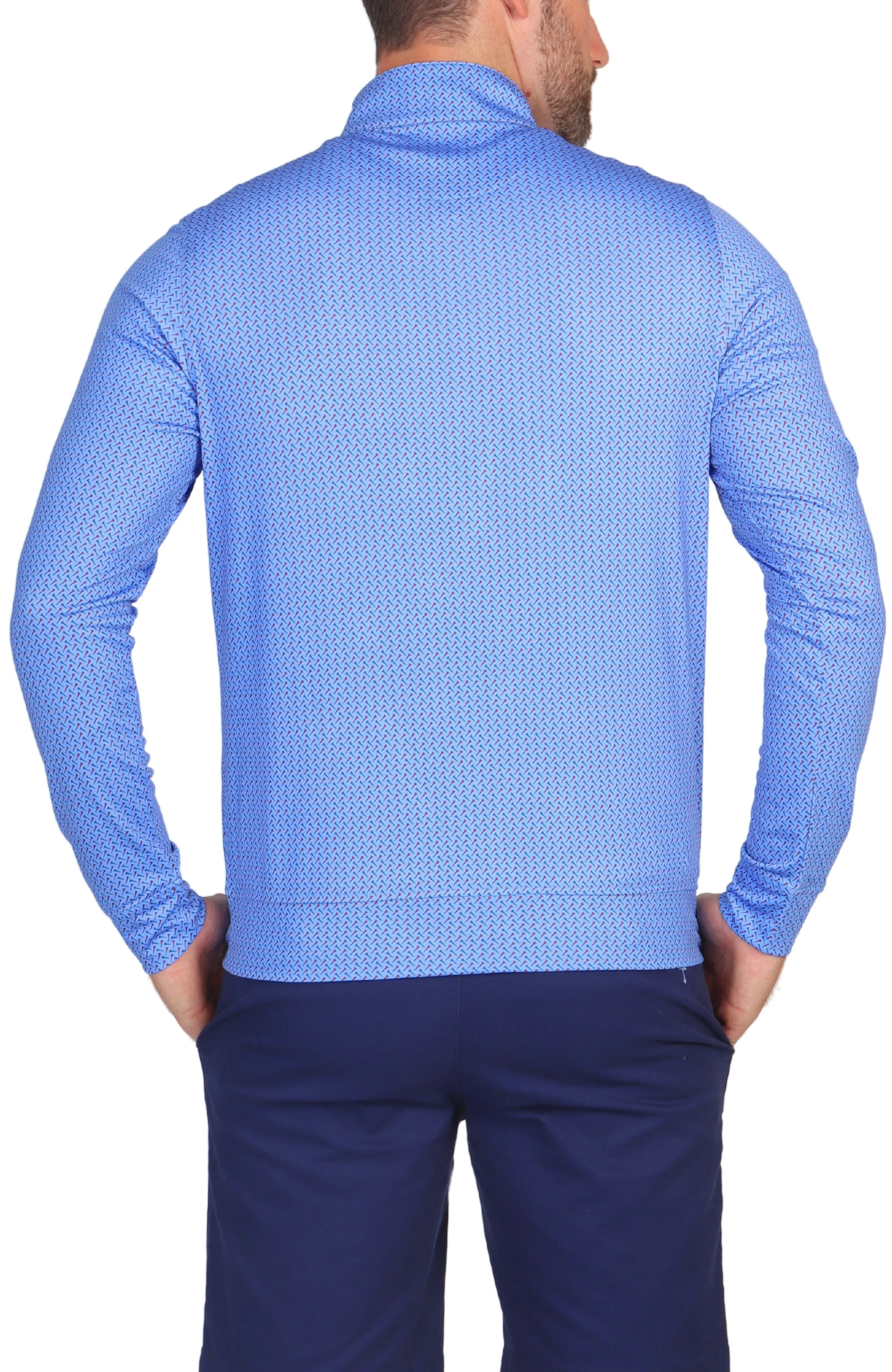 Blue Golf Tee Print Performance Quarter-Zip