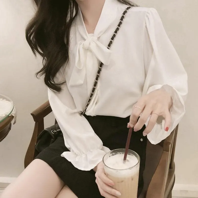 Bow Tie Chiffon Blouse