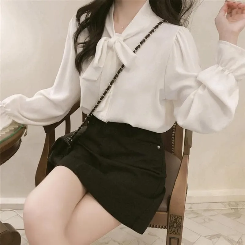 Bow Tie Chiffon Blouse