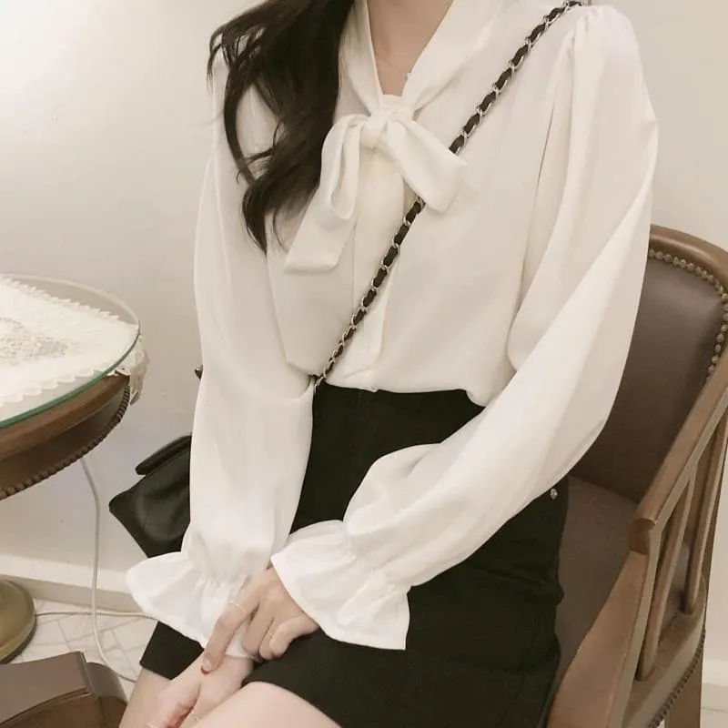 Bow Tie Chiffon Blouse