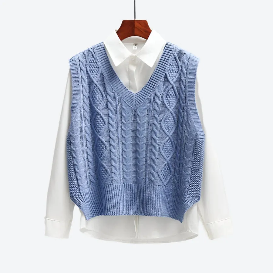 Cable Knit Layered Sweater Vests