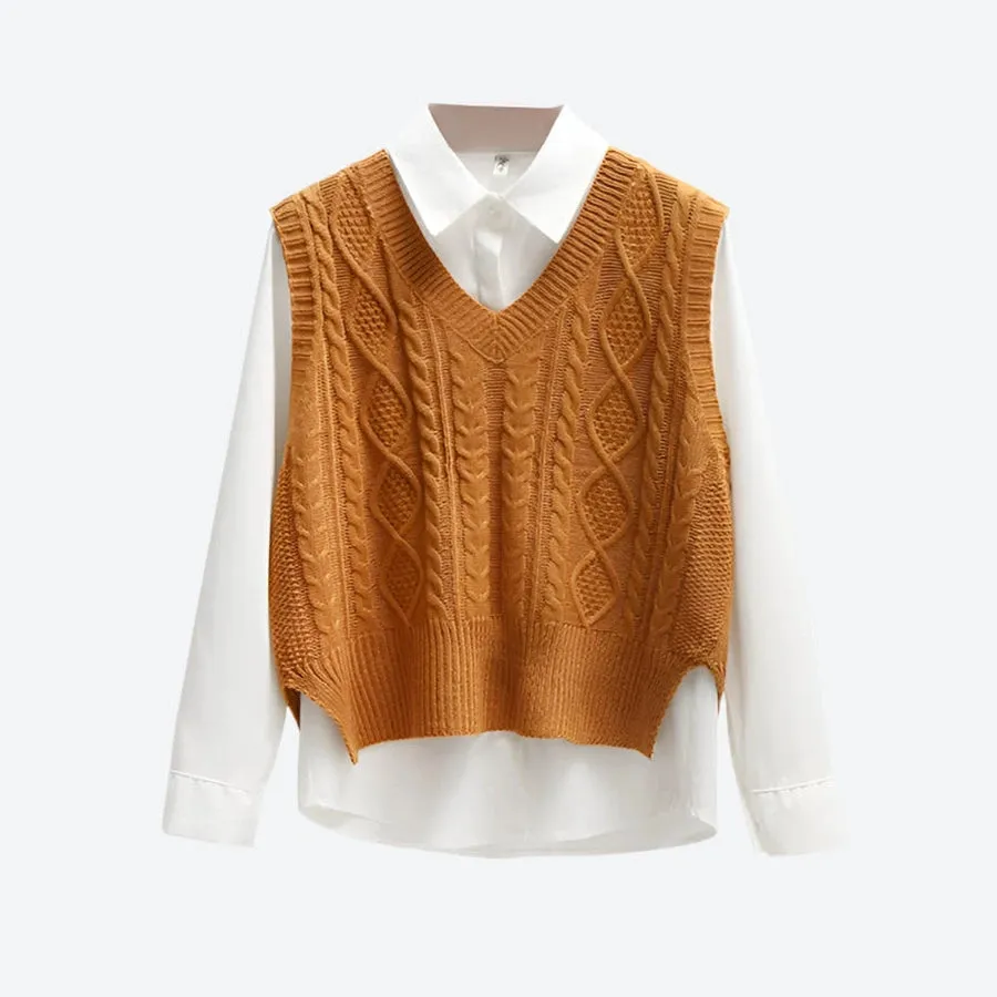 Cable Knit Layered Sweater Vests