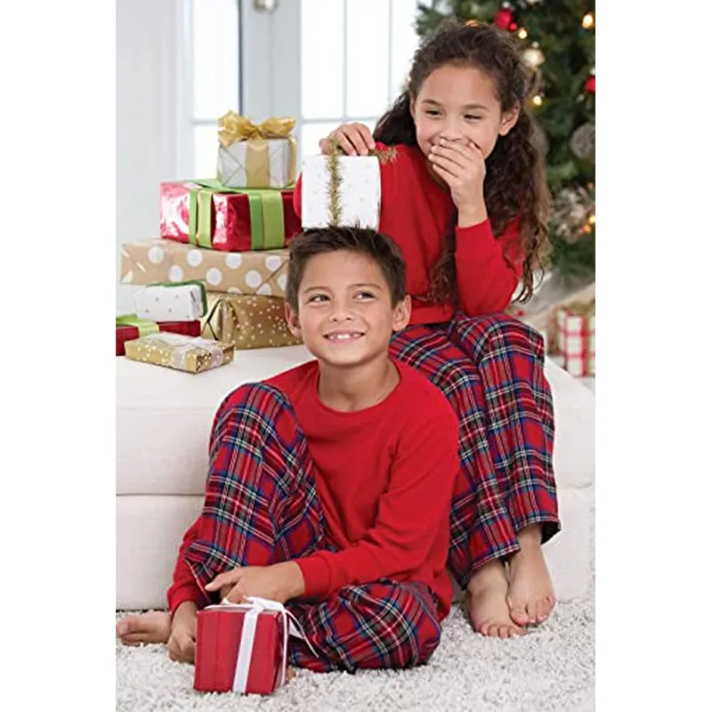 Christmas Thermal Plaid Family Sets