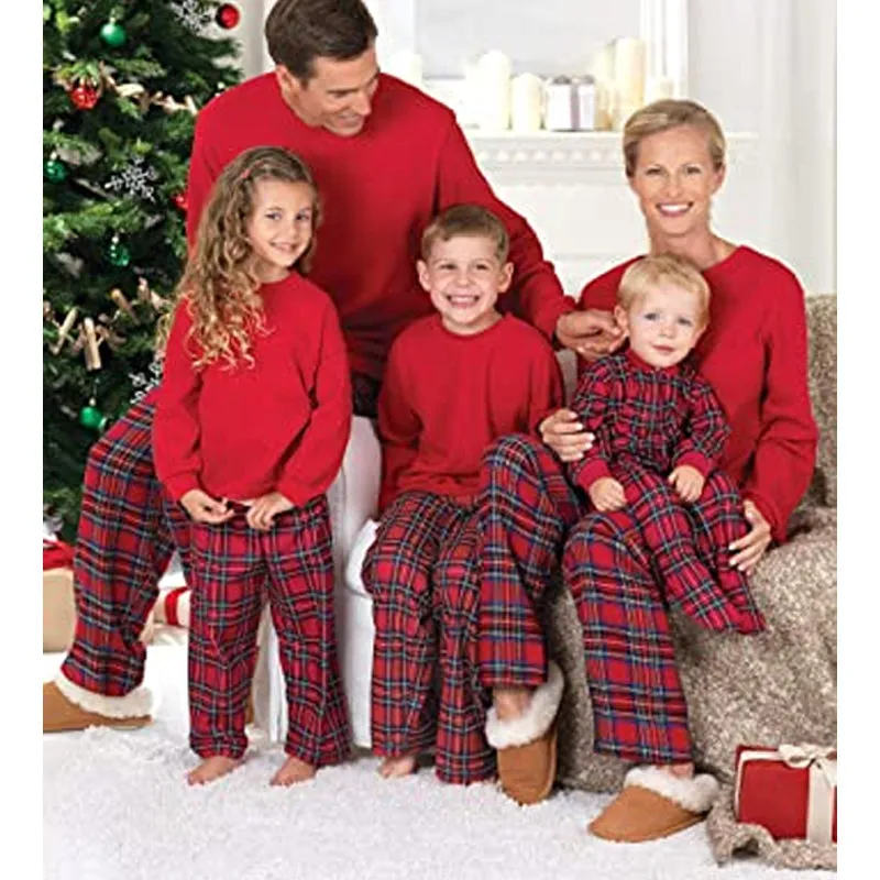 Christmas Thermal Plaid Family Sets