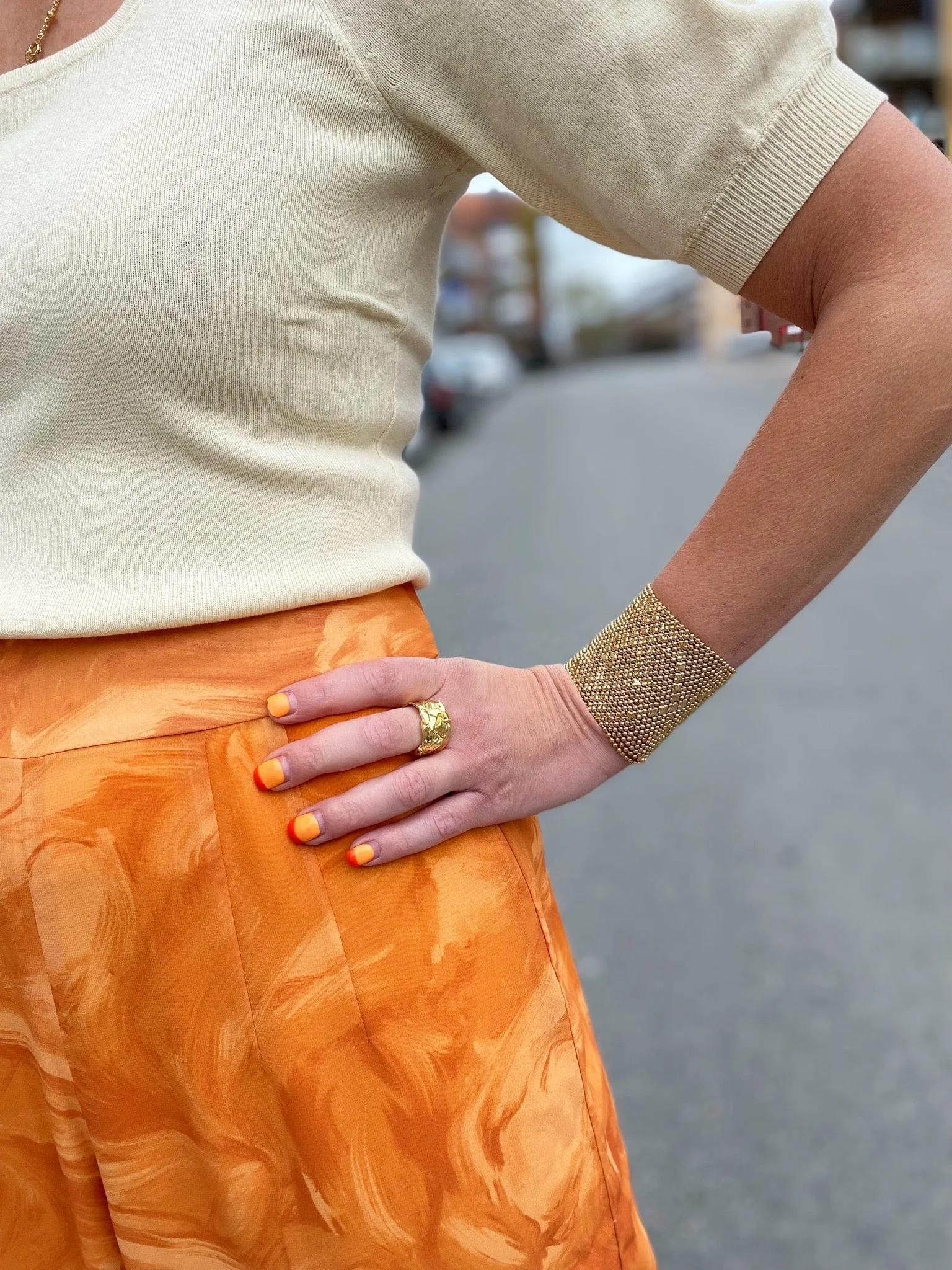 Cool Culottes chiffon - marbeled orange