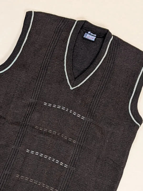 Dark Brown Sleeveless Sweater for Men MSW03