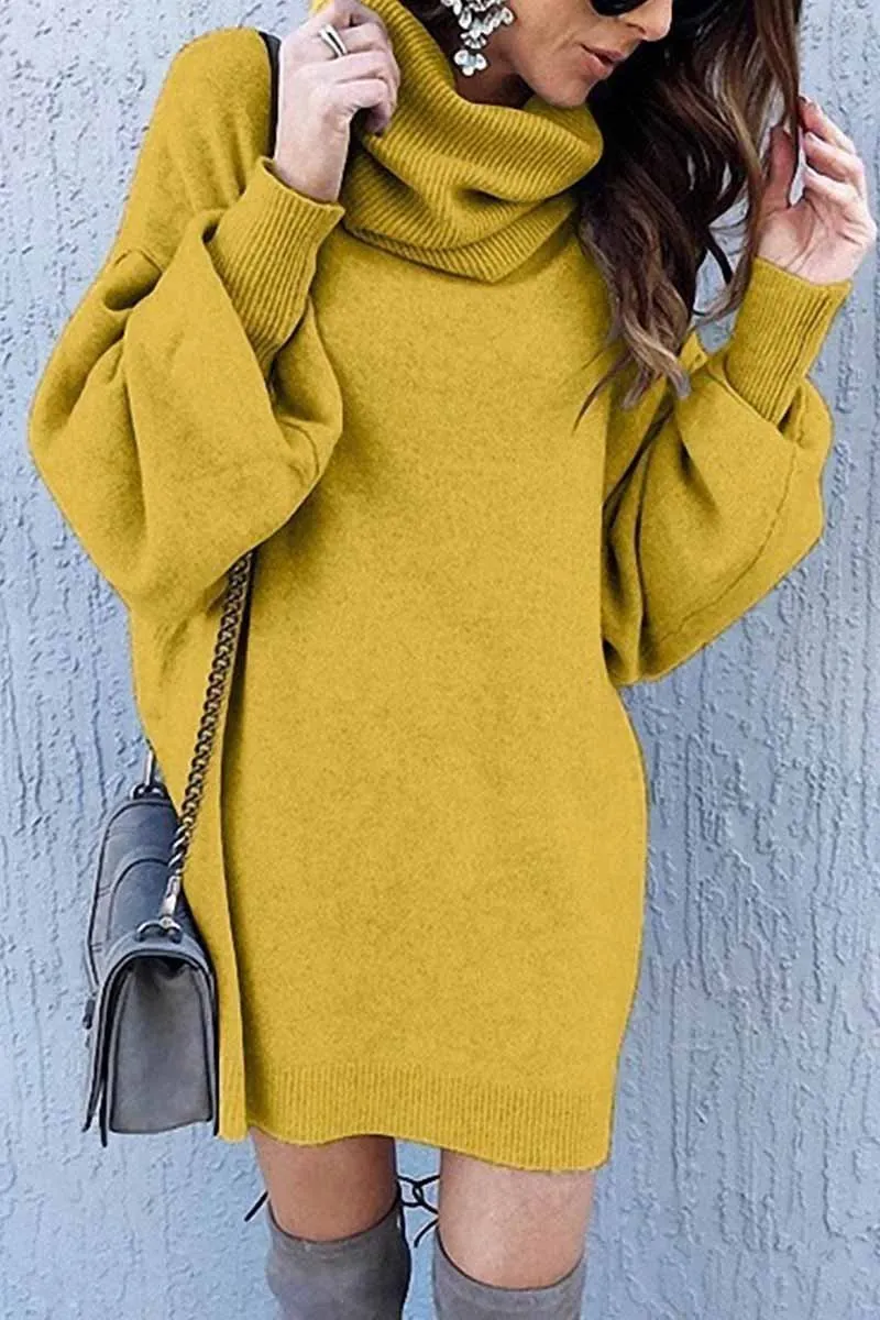 Dunnmall Loose-Fit Turtleneck Dress