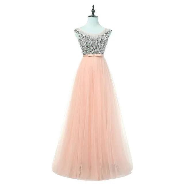 FADISTEE New arrival luxury long style dresses bling beading tulle evening dresses prom party crystal pearls floor length