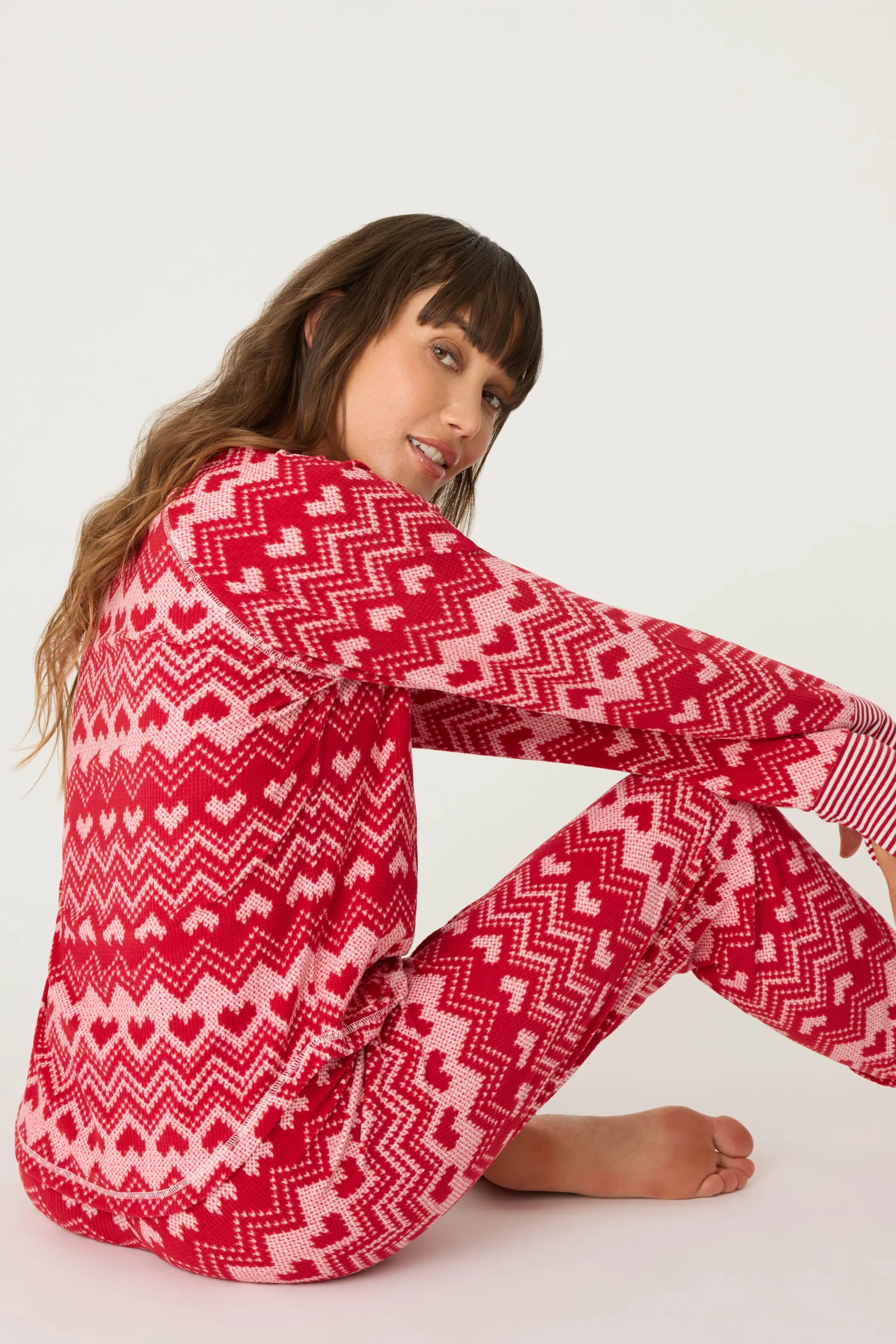 Fair Isle Hearts Thermal Velour Jammie Set