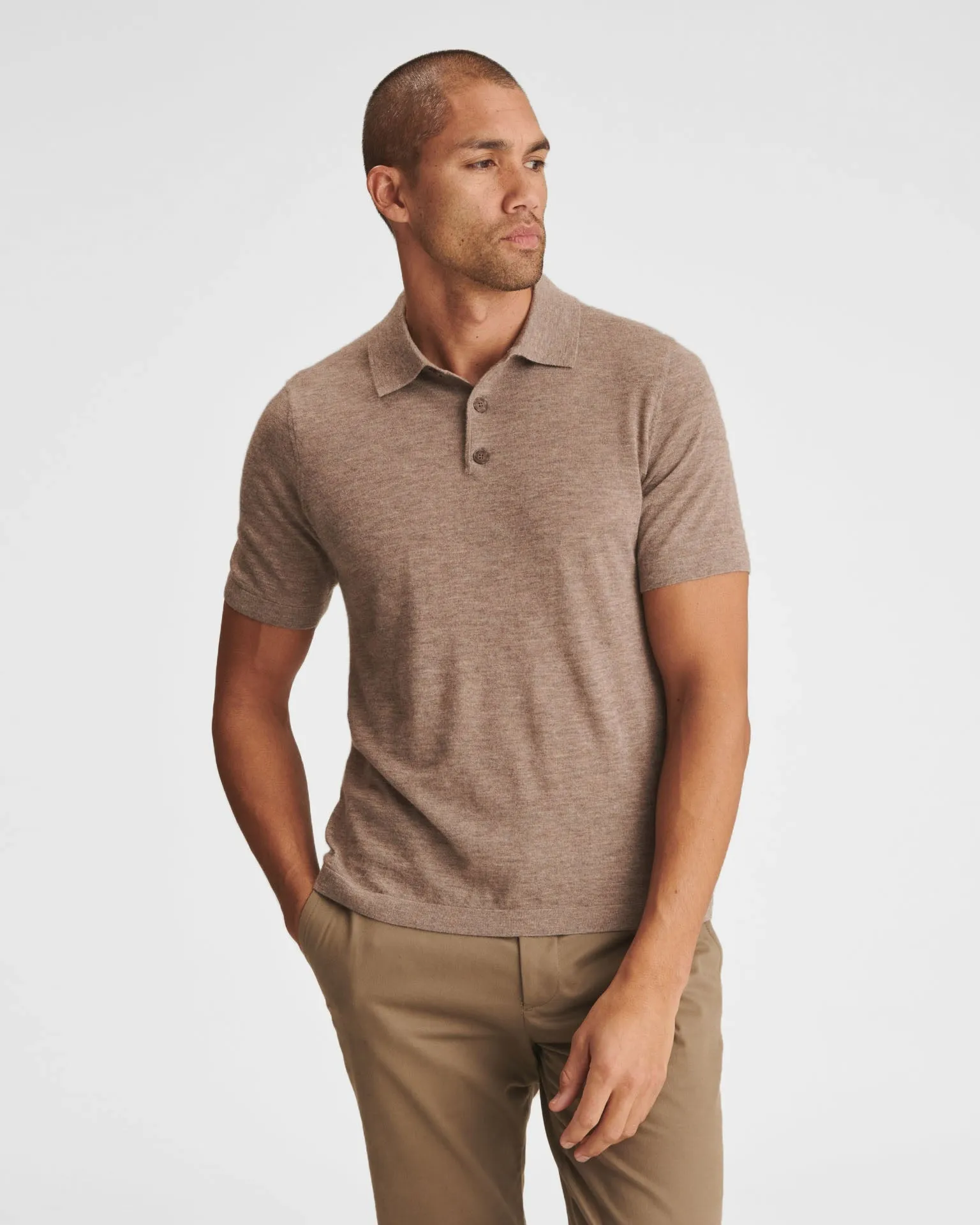 Fancy Cashmere Short Sleeve Polo