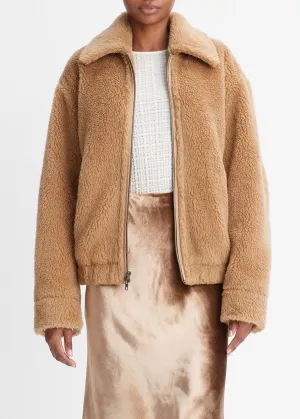 Faux Shearling Bomber Jacket (Sandshell)