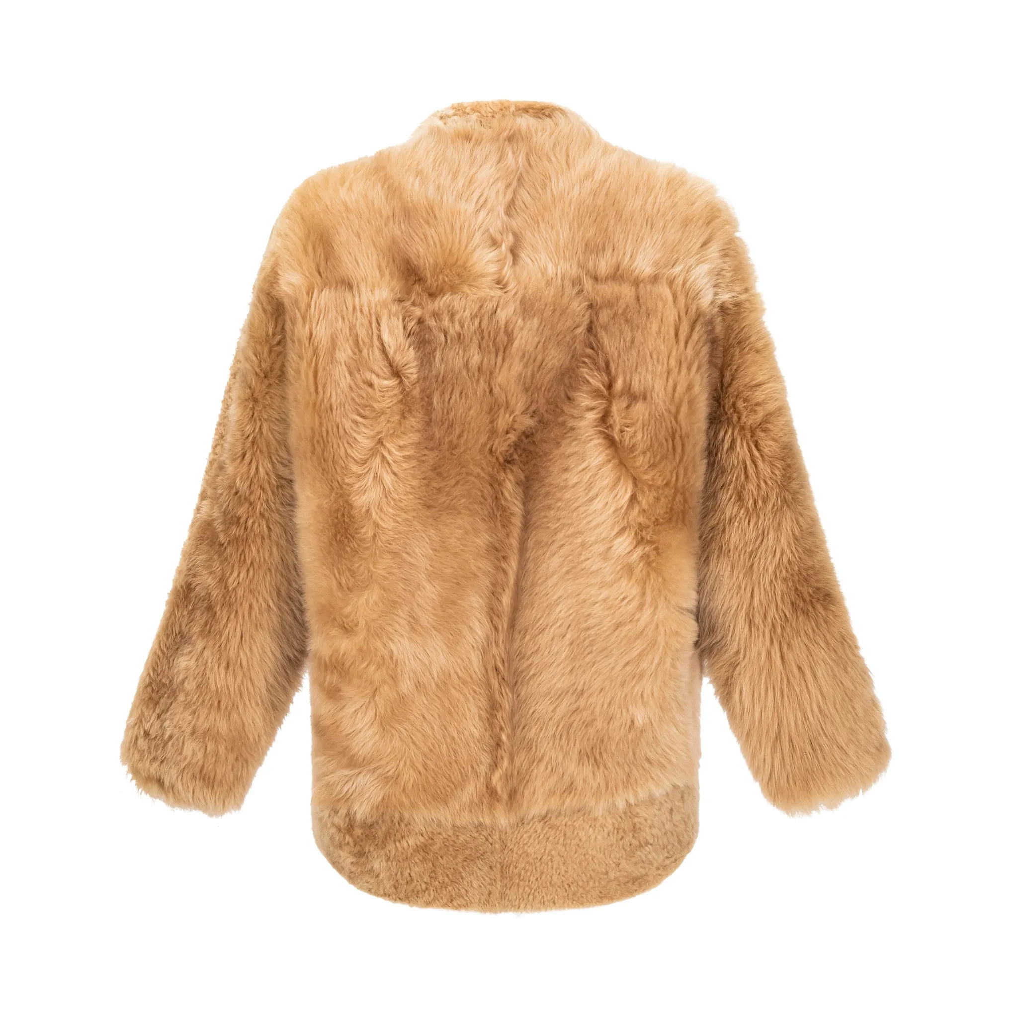 Feather Shearling Bomber Jacket - Camel