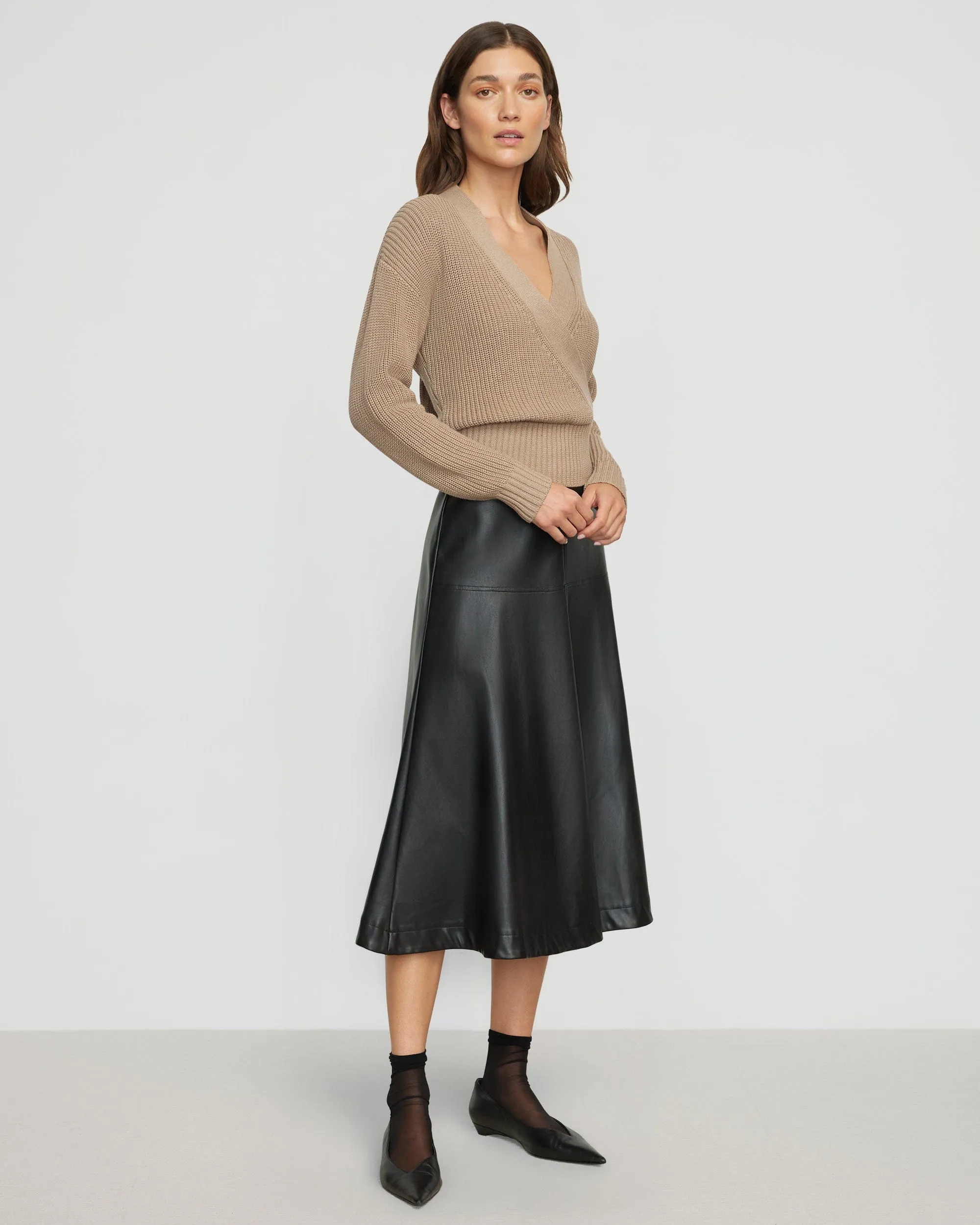 Harley A-Line Vegan Leather Skirt