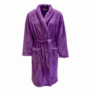 Honeycomb Fleece Dressing Gown - Purple