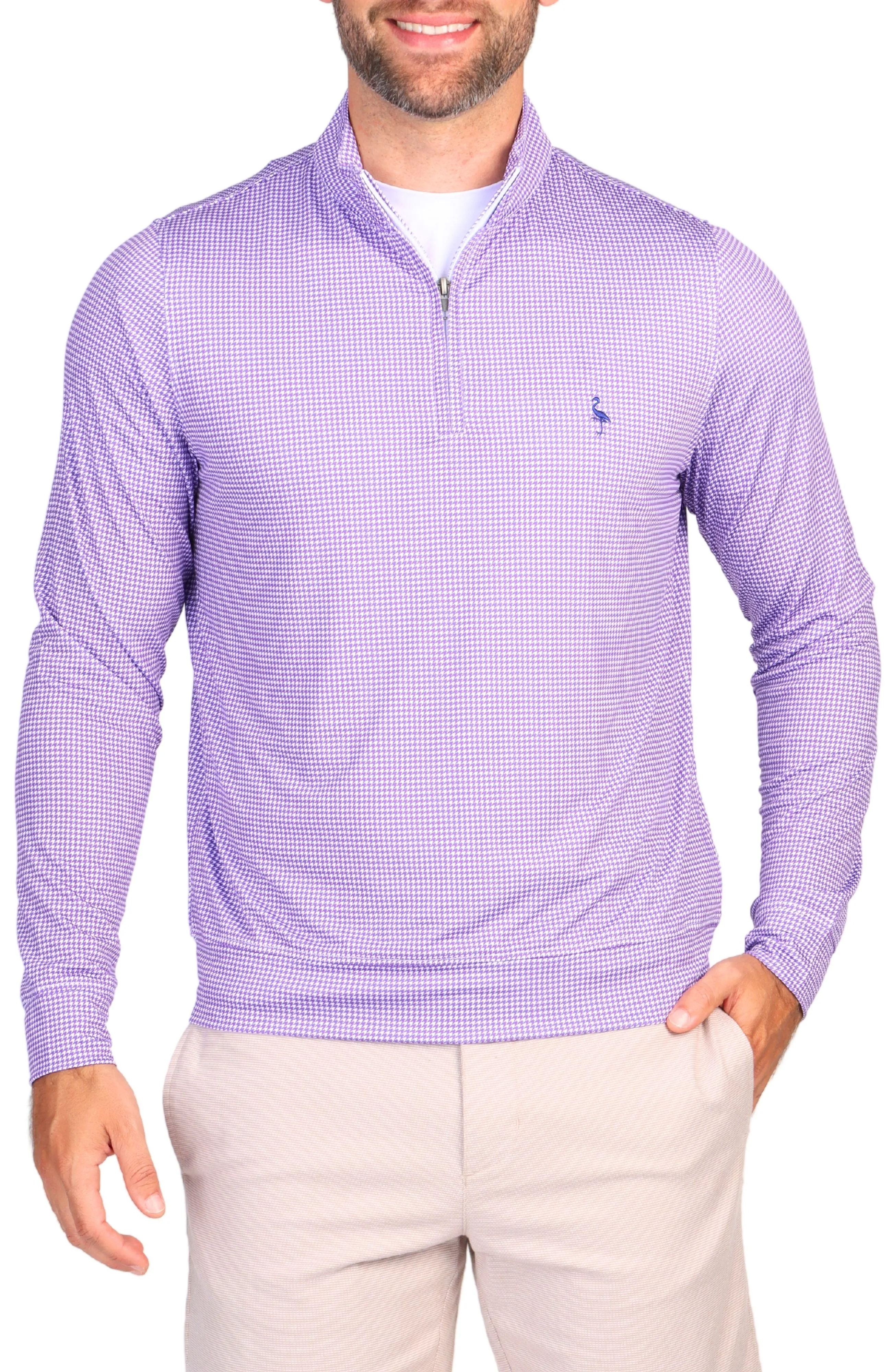 Houndstooth Print Performance Quarter-Zip