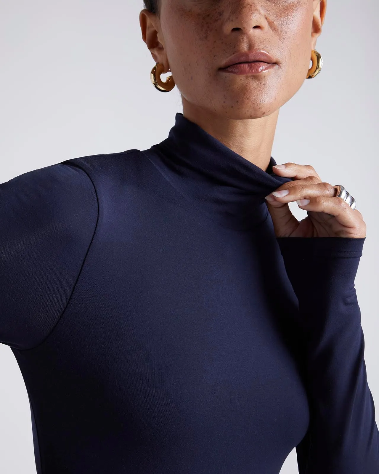 Kate Young x Splendid Silk-Modal Turtleneck Bodysuit