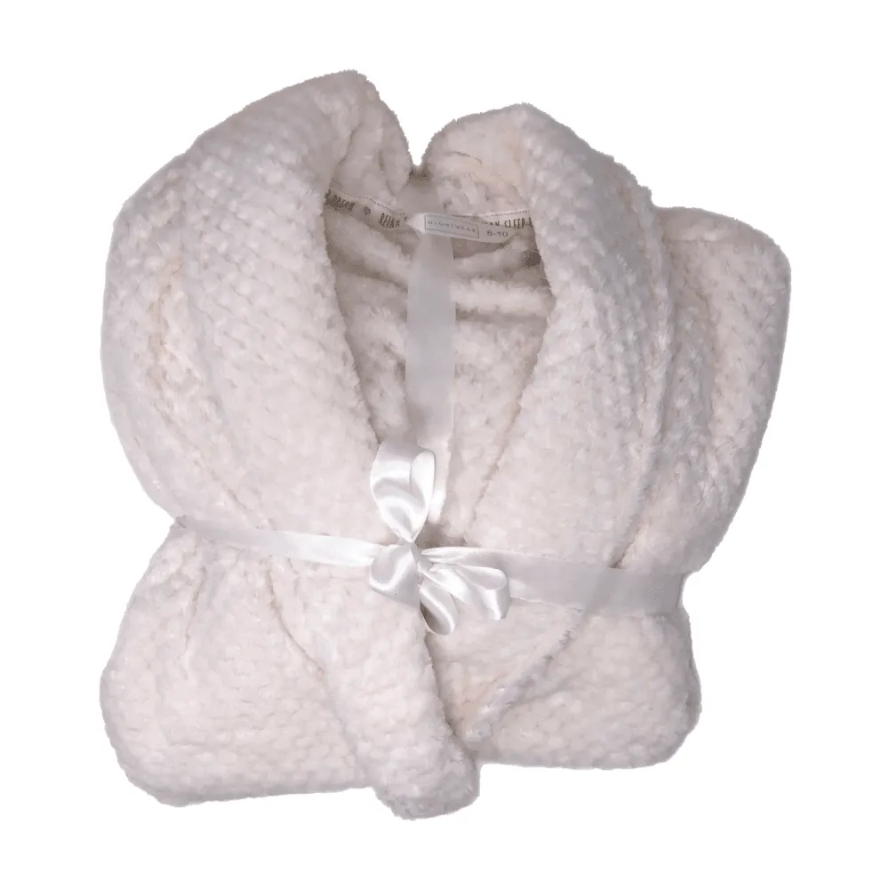 Ladies Honeycomb Fleece Dressing Gown-White