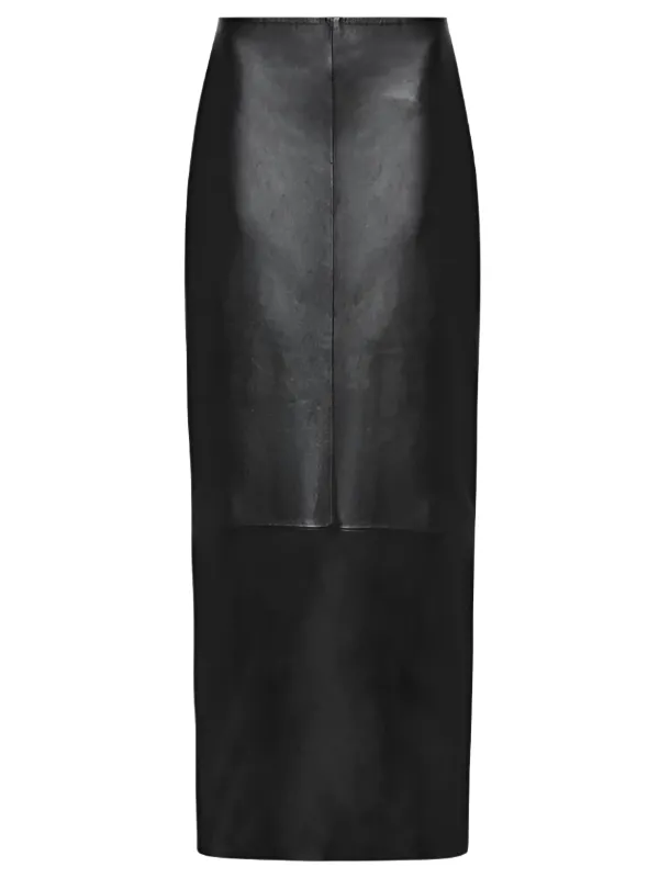 Leather Column Skirt in Black