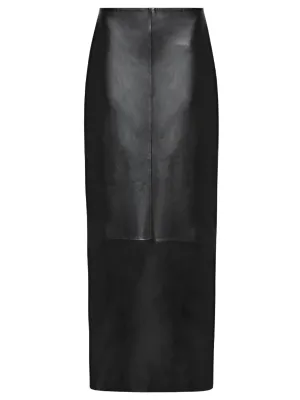 Leather Column Skirt in Black