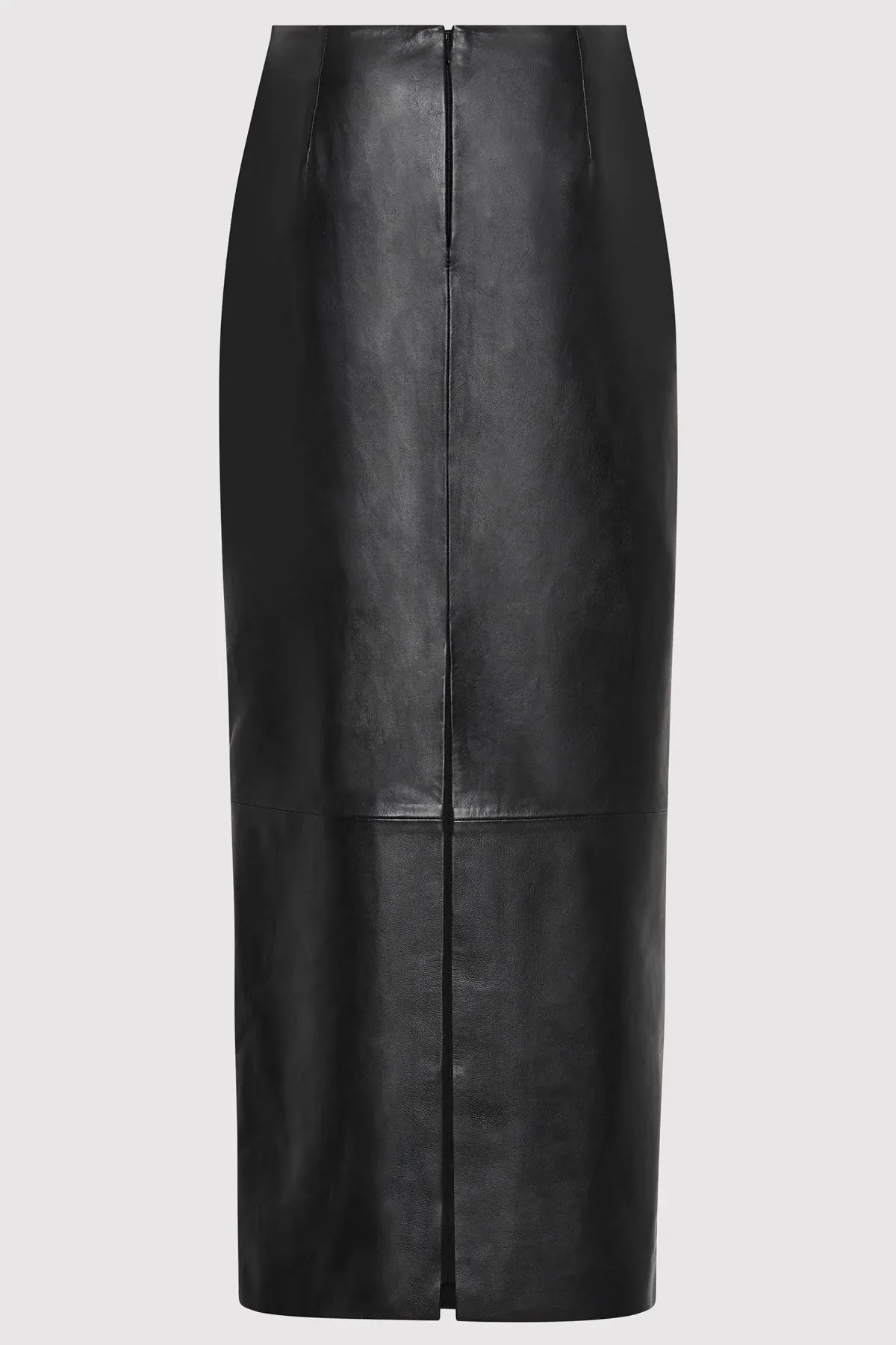 Leather Column Skirt in Black