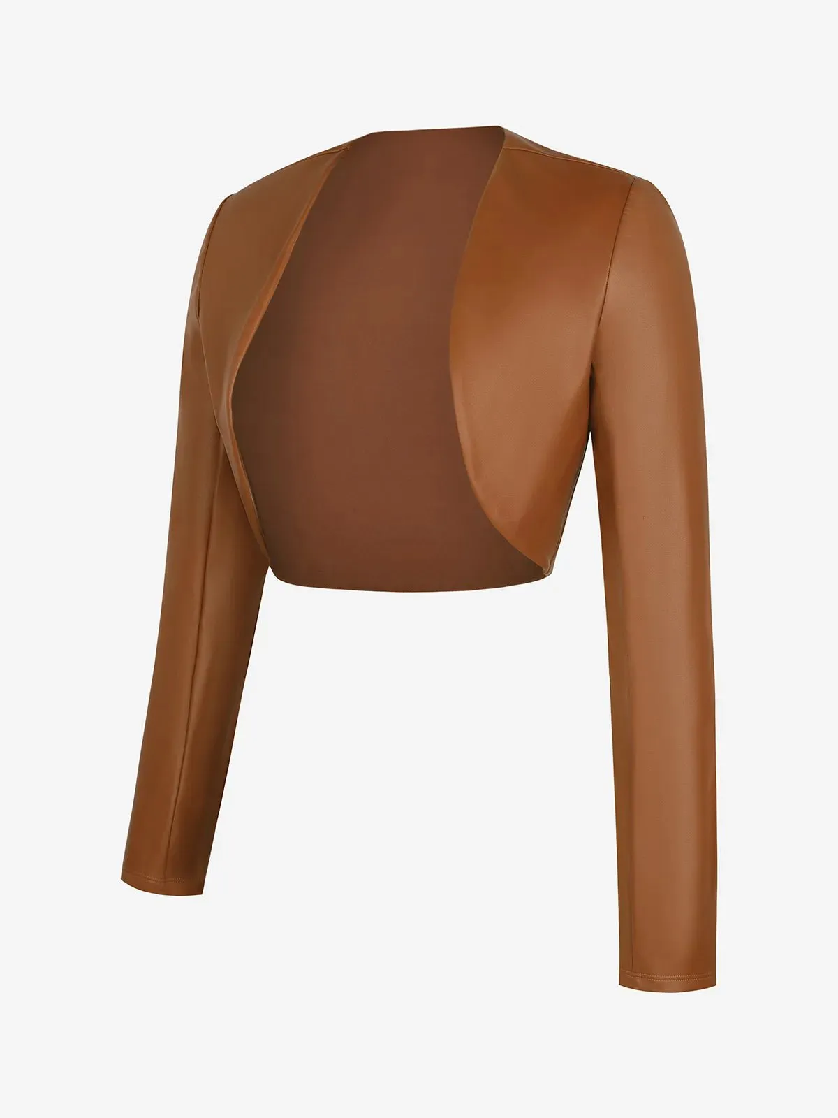 Long Sleeve Faux Leather Bolero Jacket