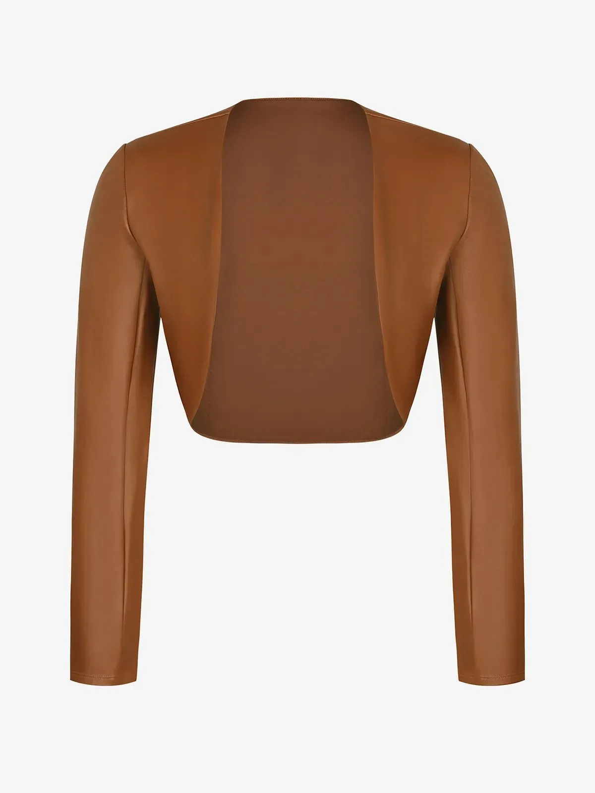 Long Sleeve Faux Leather Bolero Jacket