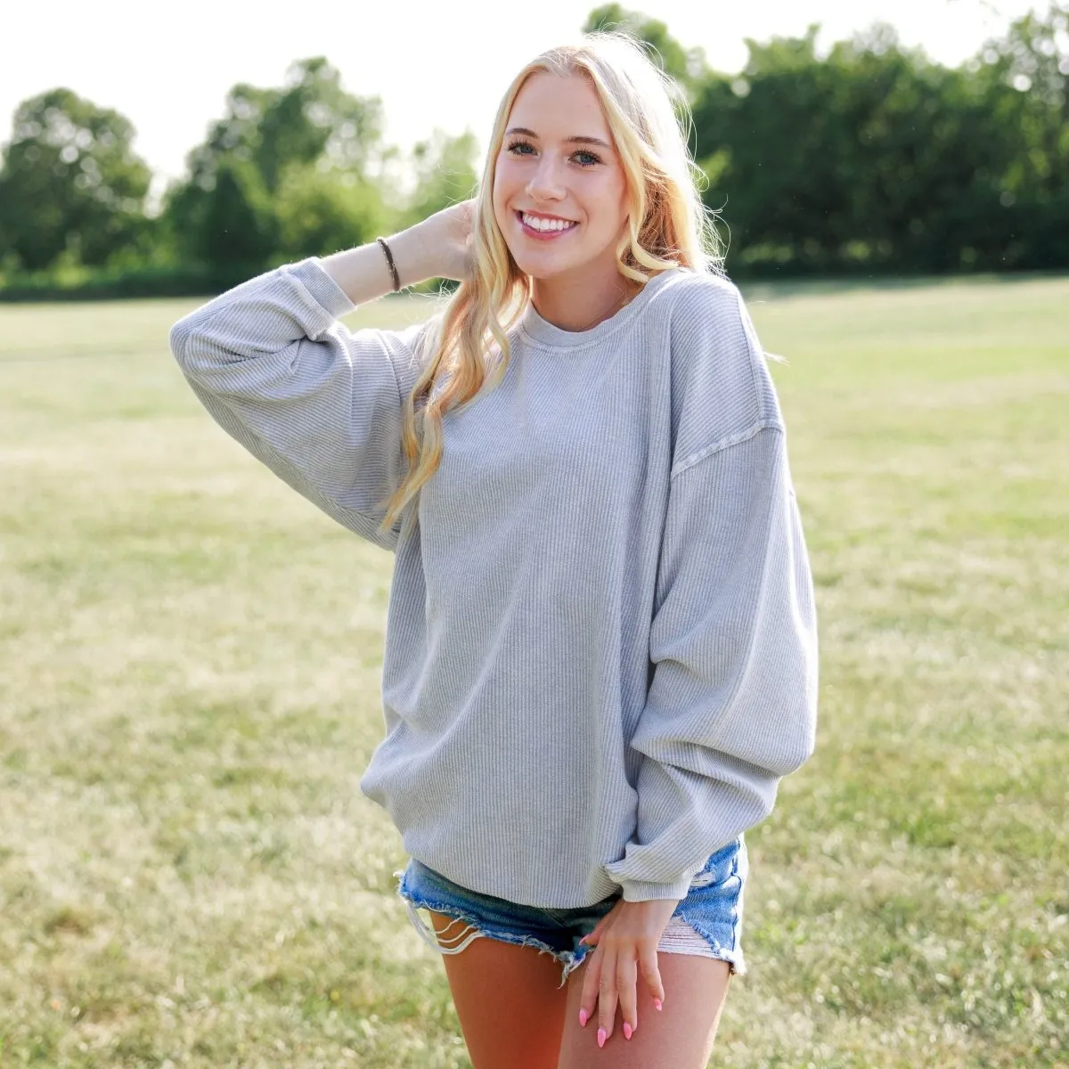 Luxury Corded Crew Sweatshirt