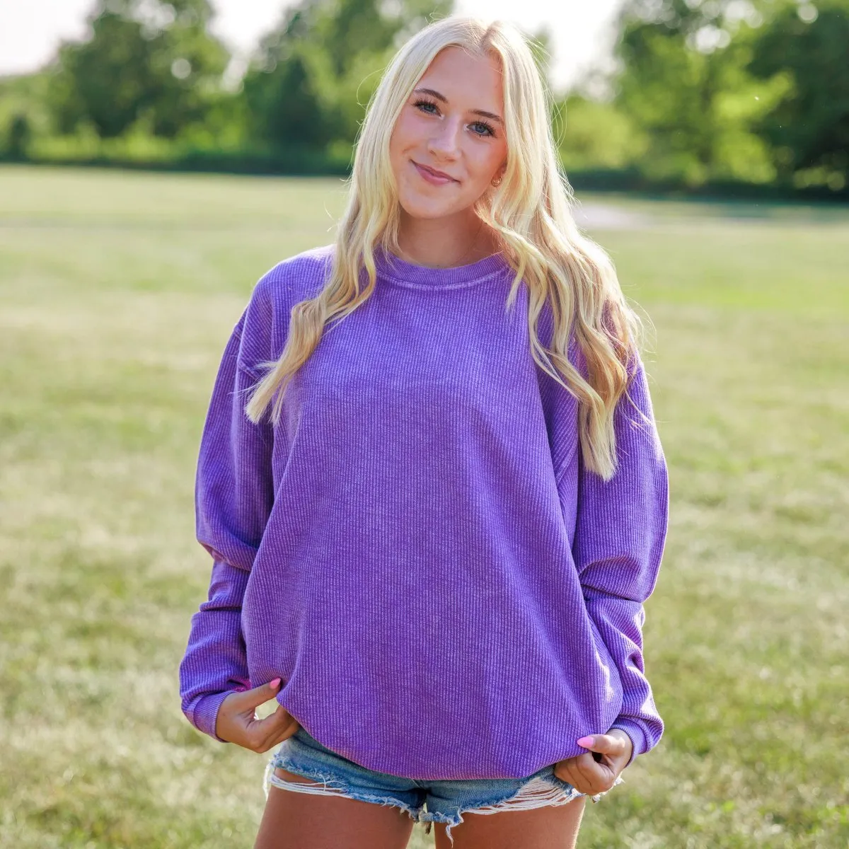 Luxury Corded Crew Sweatshirt