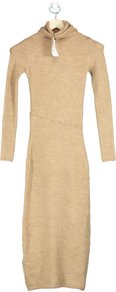 Mango XXS Beige Knitted Midi Dress UK