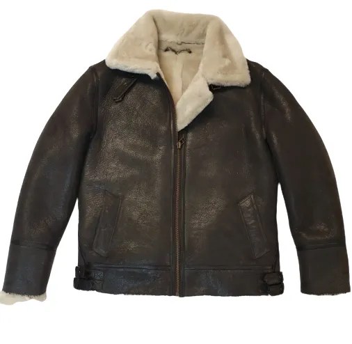 Men's Classic Real Sheepskin Pilot flying Bomber Aviator B3 Shearling Leather Jakets