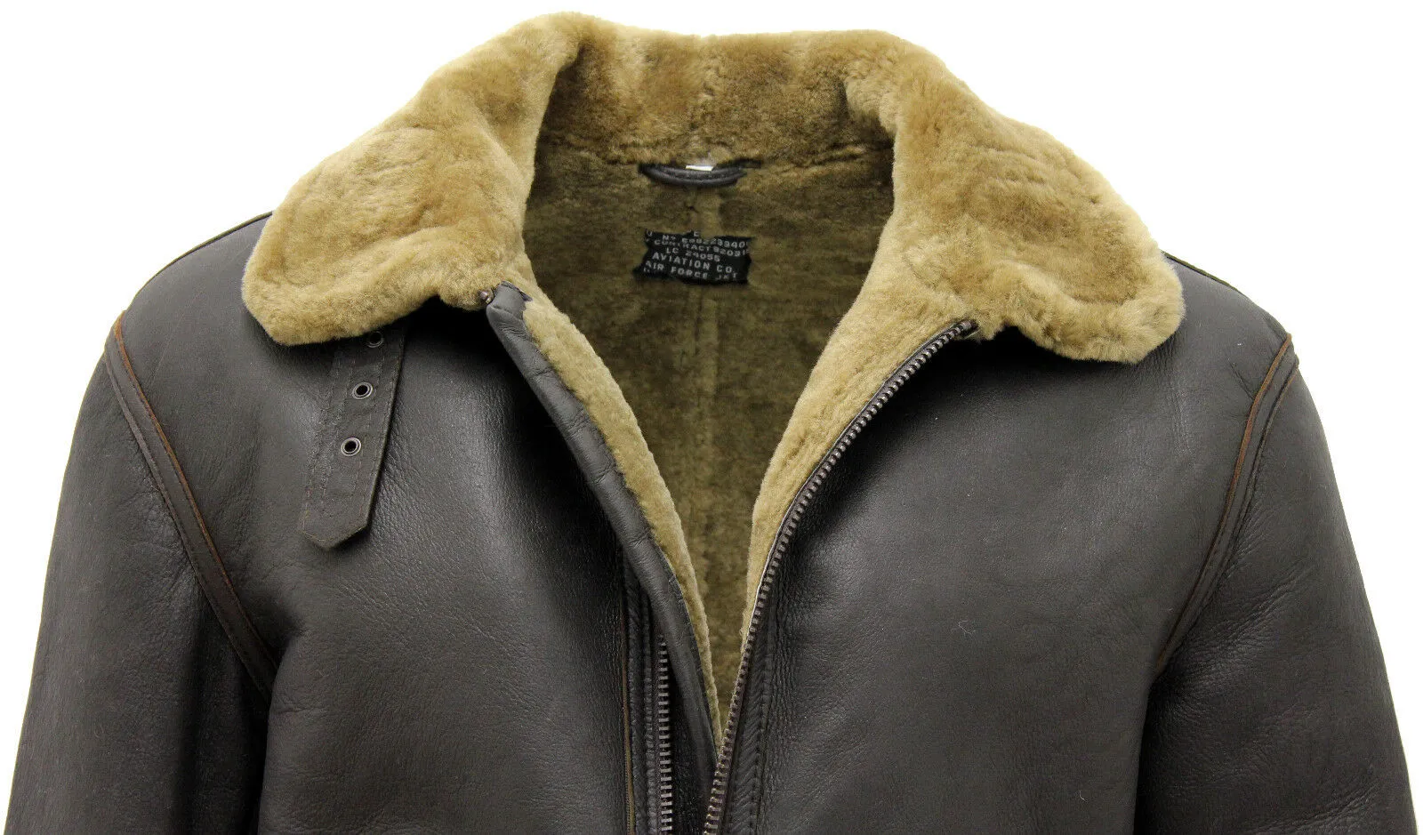 Men's Ginger B3 Shearling Sheepskin World War 2 Bomber Leather Flying Jacket  Brown