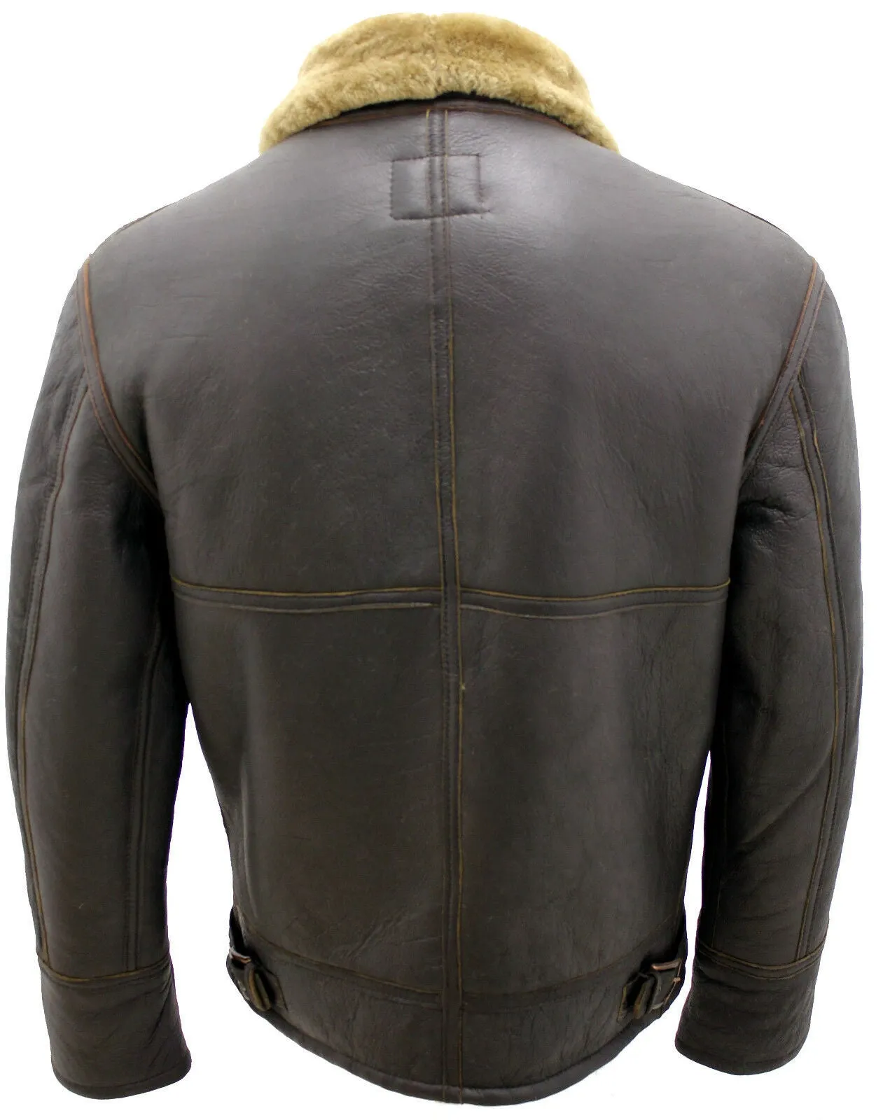 Men's Ginger B3 Shearling Sheepskin World War 2 Bomber Leather Flying Jacket  Brown