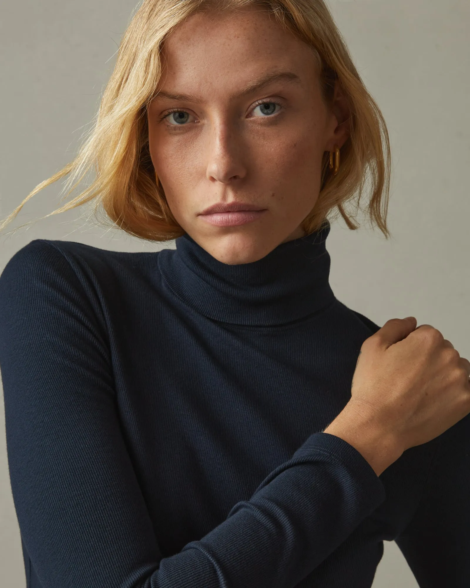 Micro Rib Turtleneck - Dark Navy