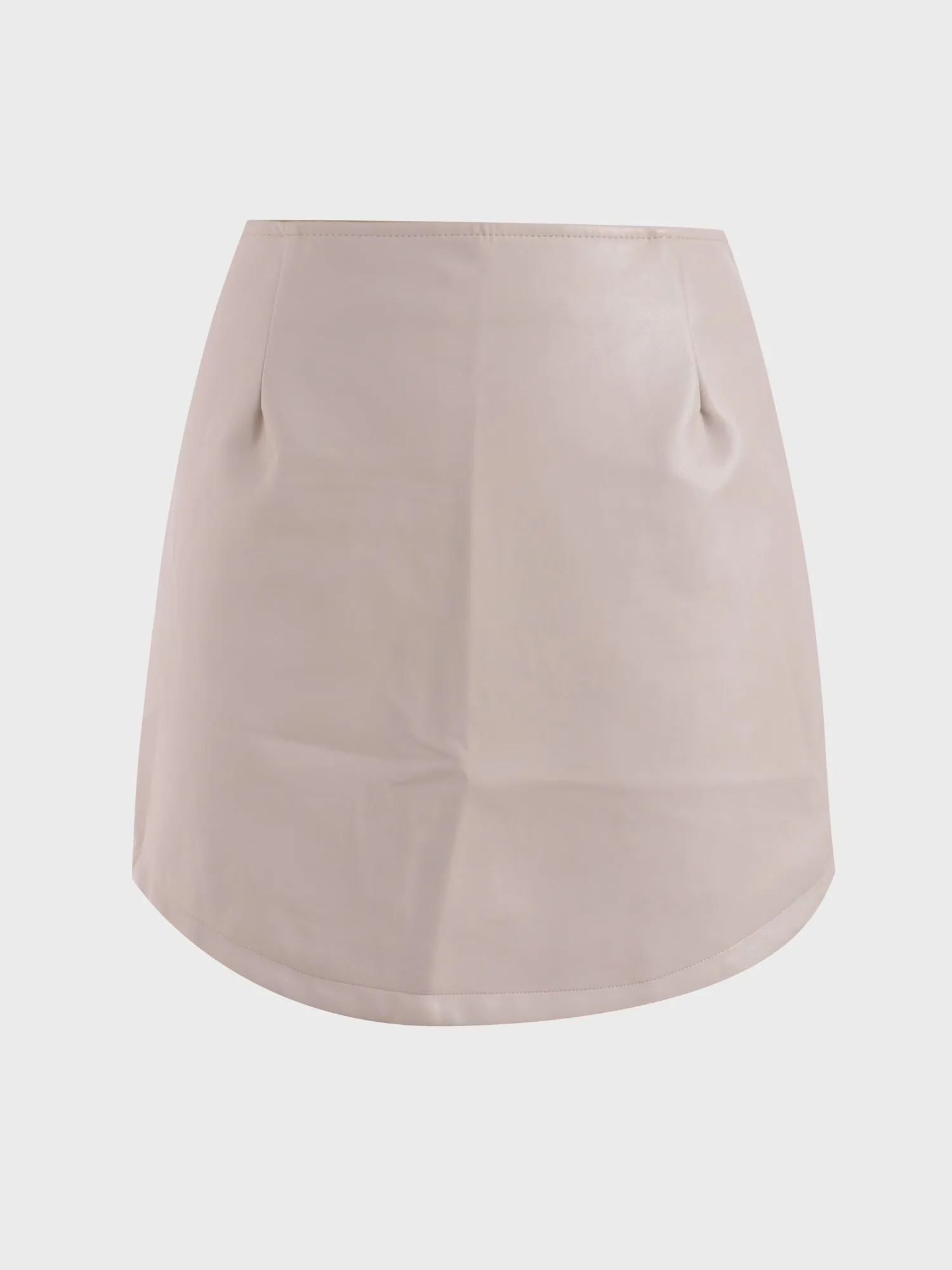 Midsize Stretch Slim Curved Leather Skirt