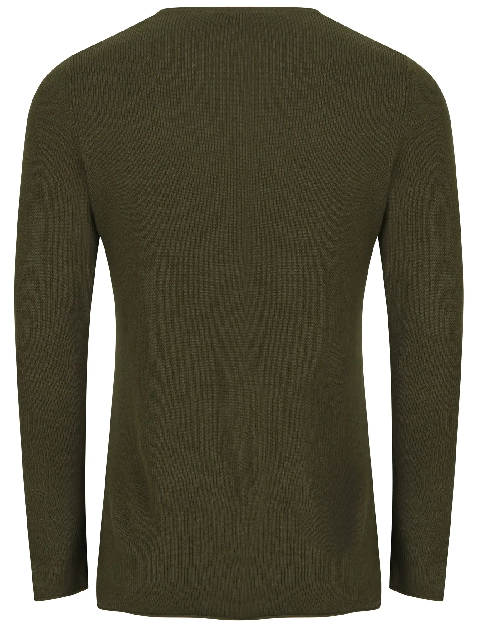 Milburn Ribbed Crew Neck Knitted Jumper In Khaki - Dissident