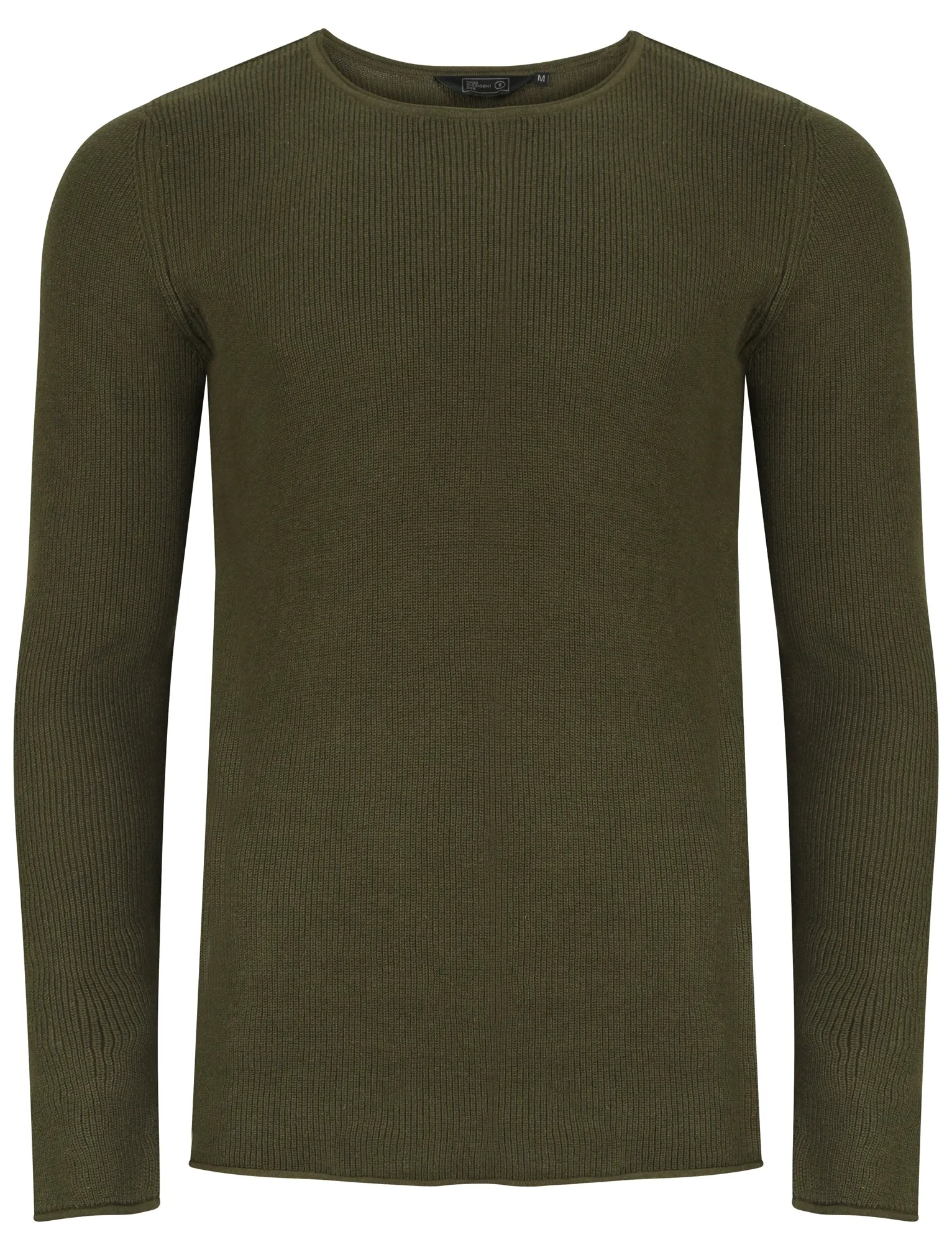 Milburn Ribbed Crew Neck Knitted Jumper In Khaki - Dissident