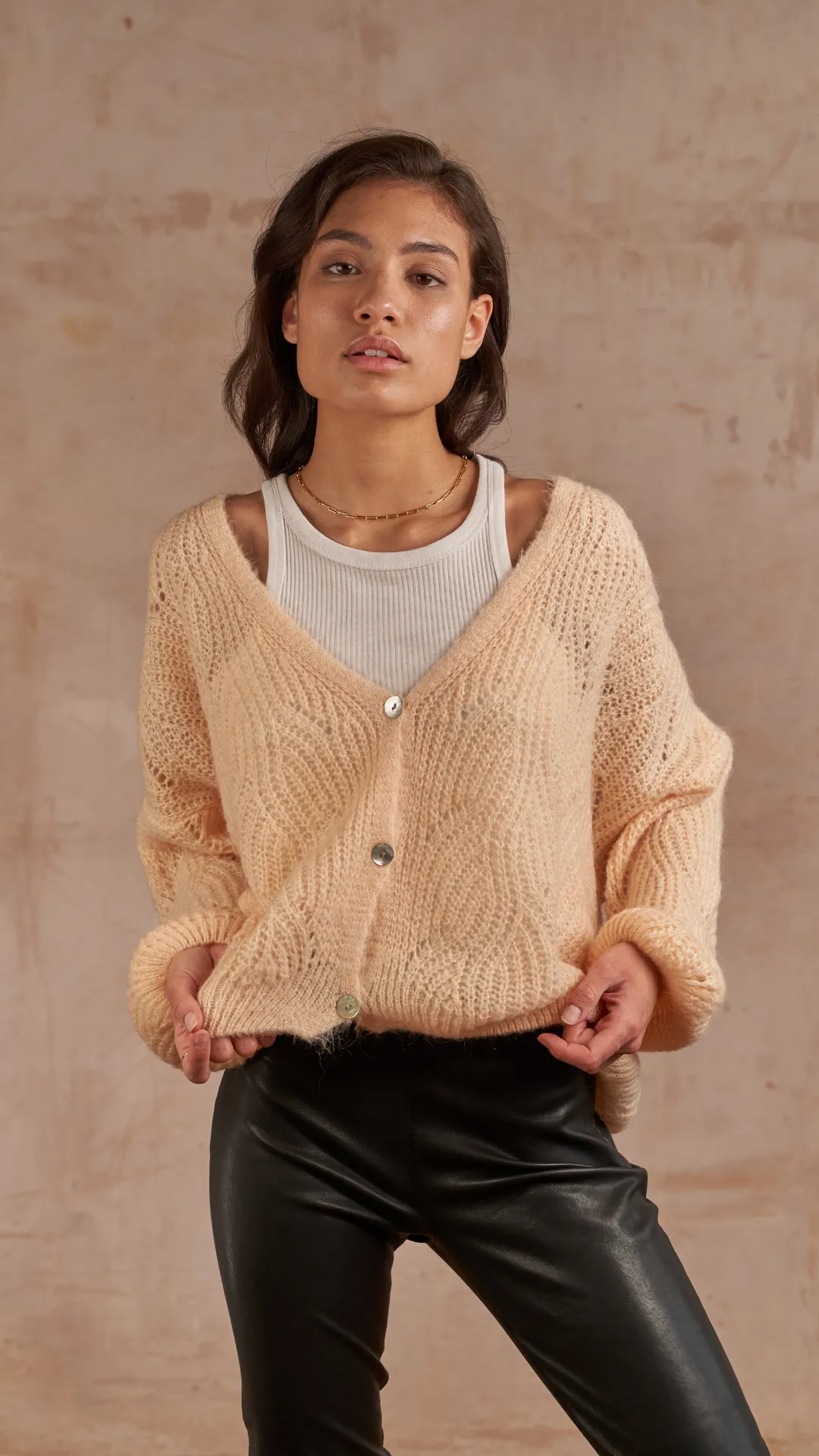 MILEY CARDIGAN - ICED PEACH