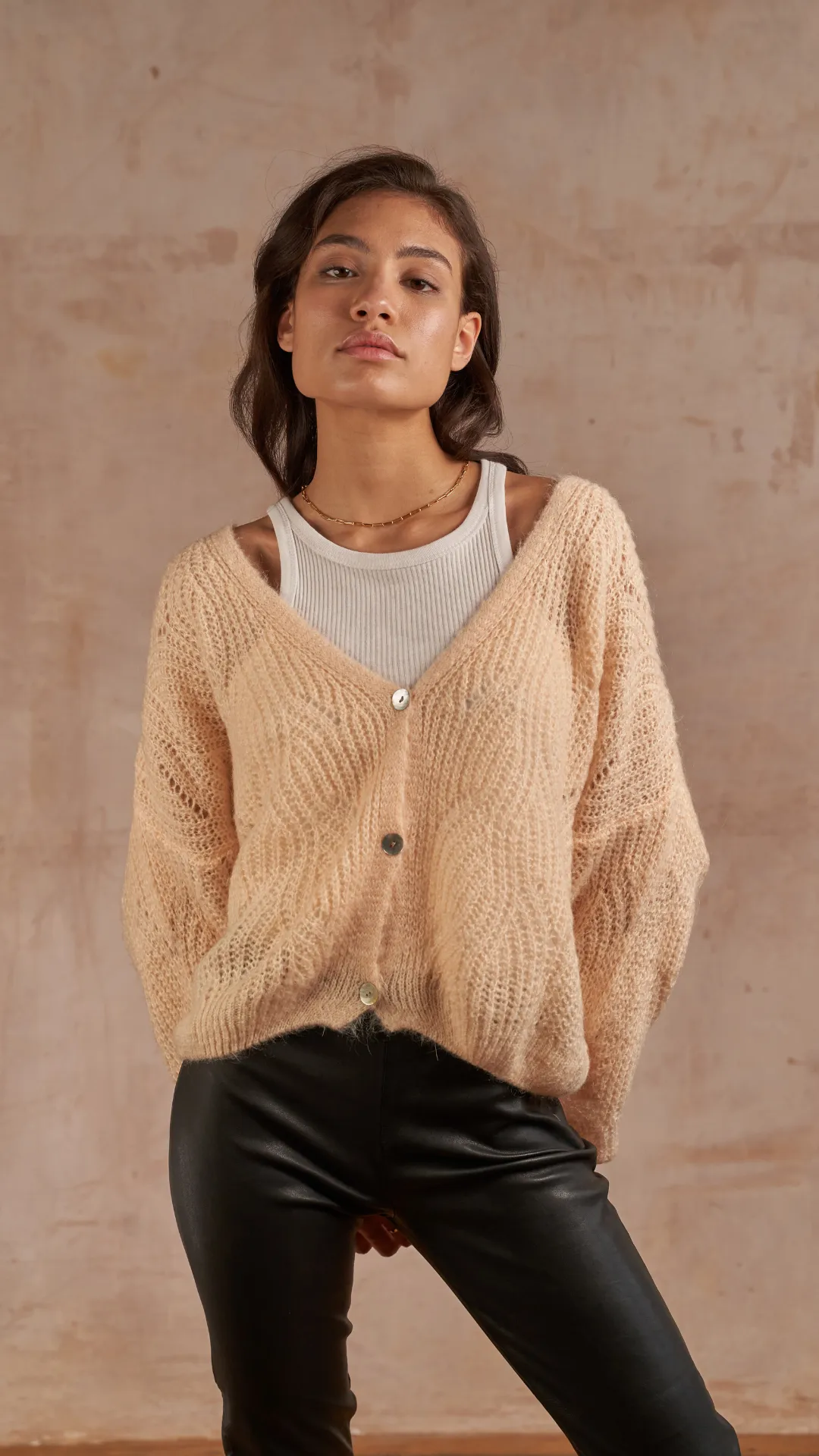 MILEY CARDIGAN - ICED PEACH